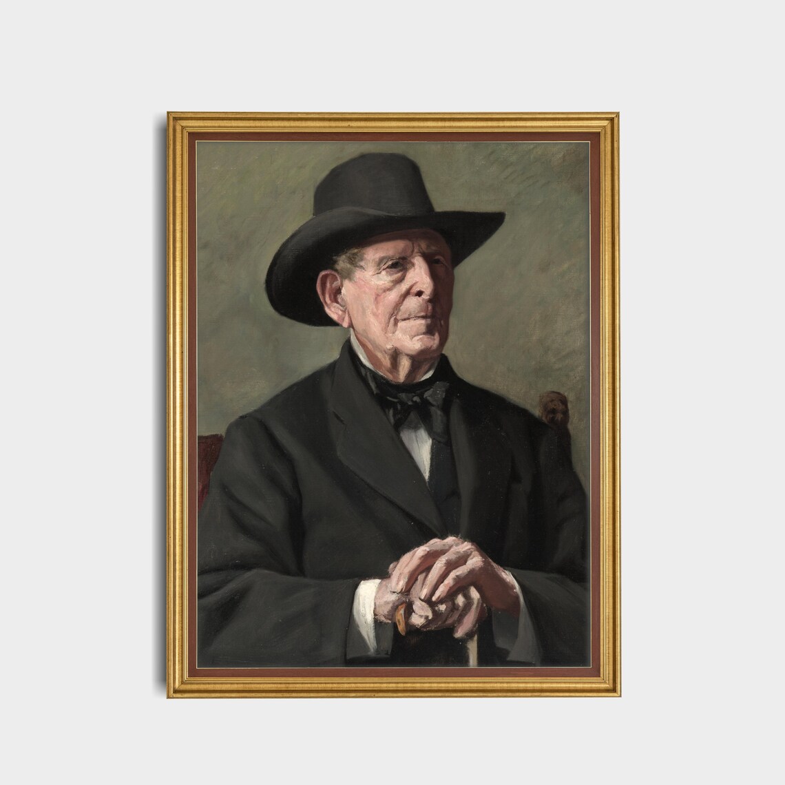 Vintage Old Gentleman Portrait Black Hat Antique Dignified Wall Art - Image 4