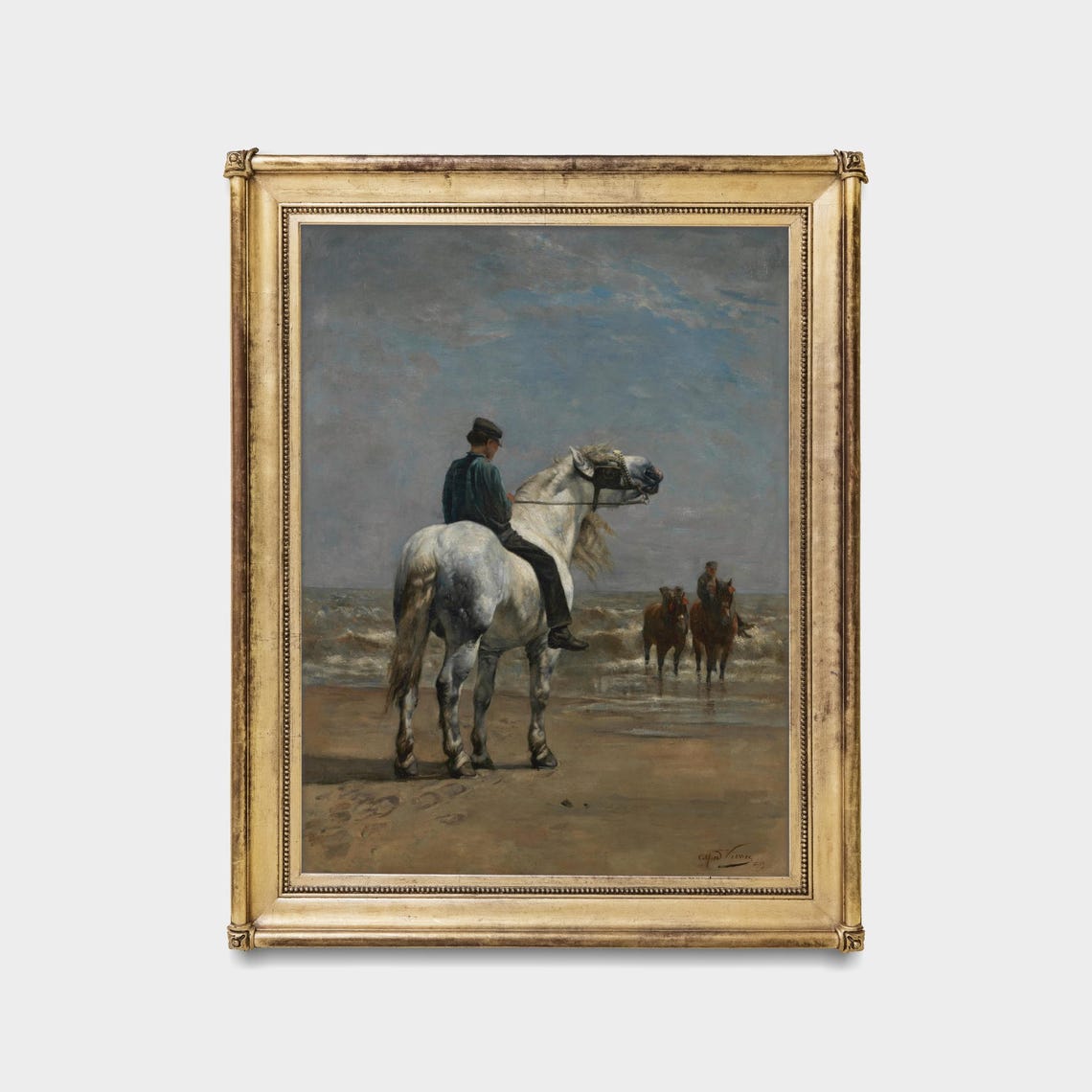 Alfred Verwee Horses on the Beach Antique Equine Art Wall Poster - Image 5
