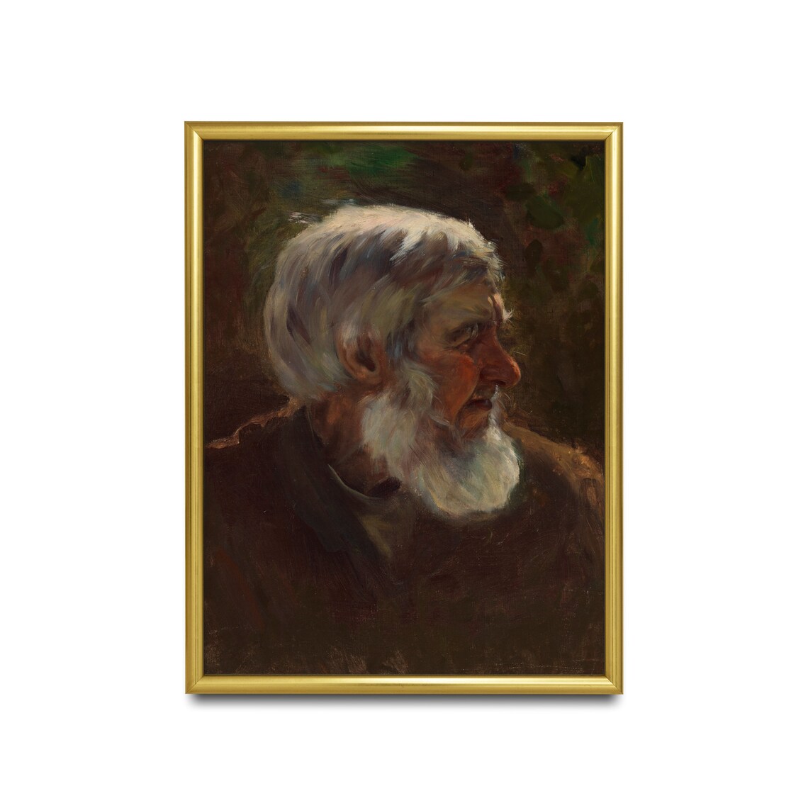 White-Bearded Old Man in Profile Antique Character Portrait Poster - Image 2