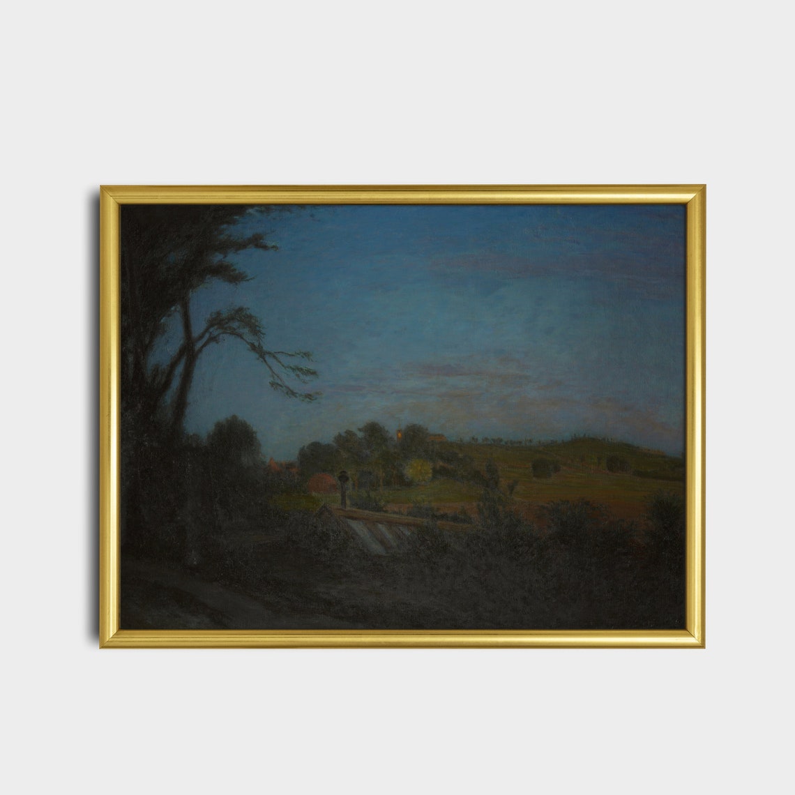 Twilight Countryside Under a Deep Blue Night Sky Moody Poster - Image 5
