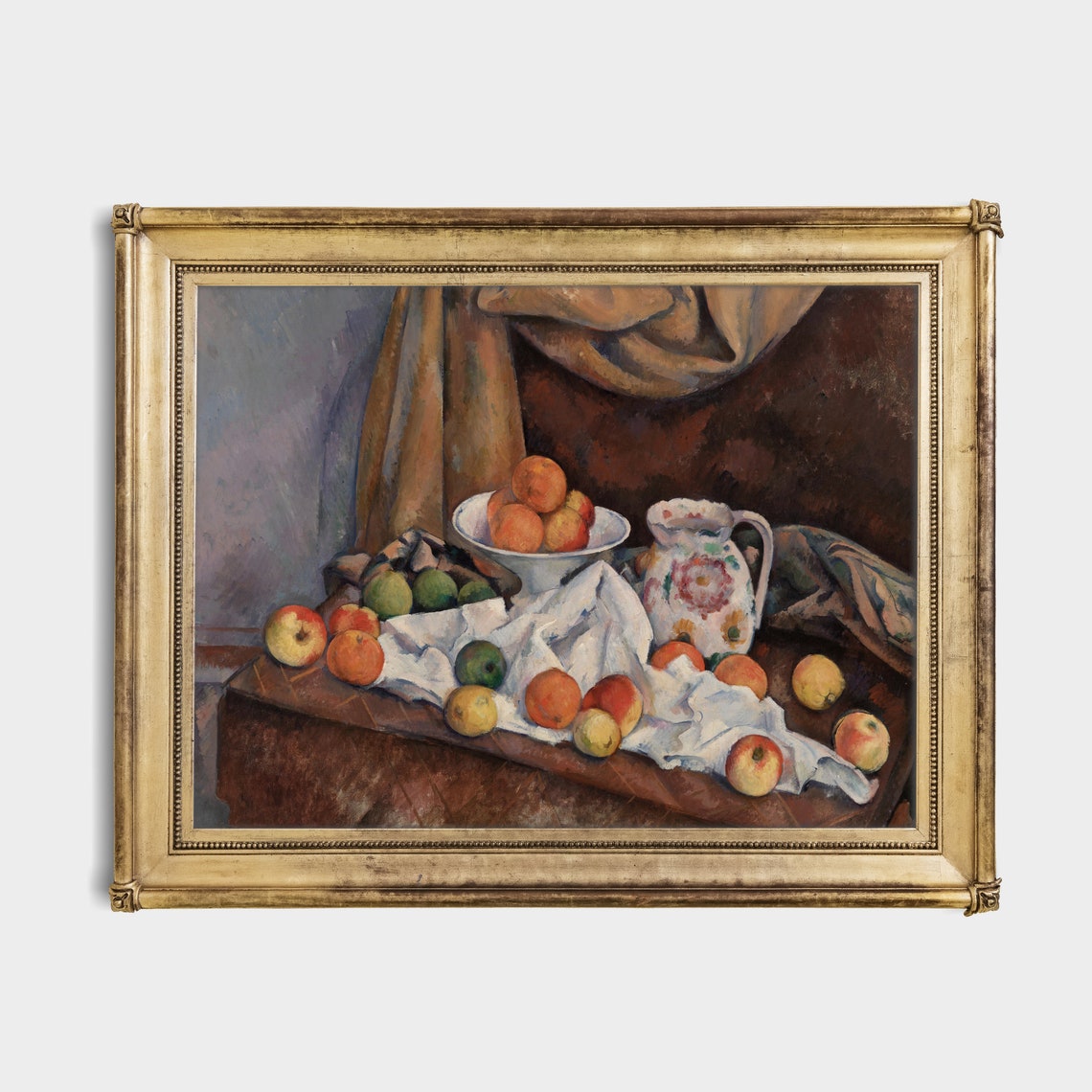 Still Life with Apples and Floral Pitcher Vintage Painting Poster - Image 2