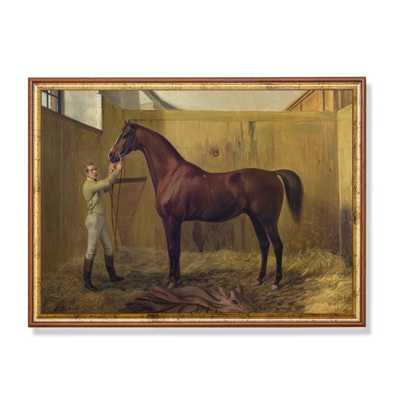 Printed And Shipped Vintage Horse Painting Antique Equestrian Print Farm Animal Art Moody Rustic Print Fine Art Physical Prints
