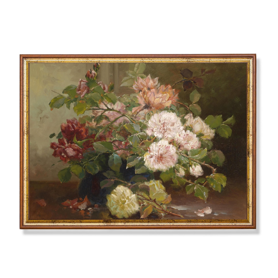 Vintage Still Life With Flowers Poster Print