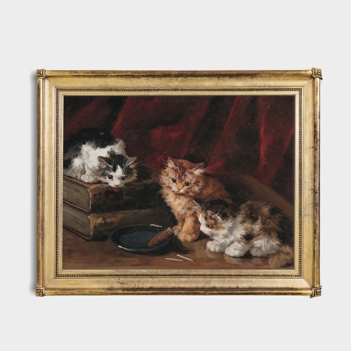 Vintage Cats and Kitten, Rustic Farmhouse Art Print - Image 2