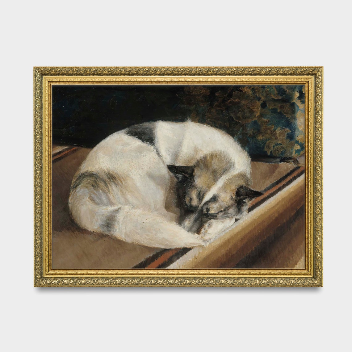 Sleeping Dog Curled Up on a Couch Cozy White Dog Vintage Pet Poster - Image 2