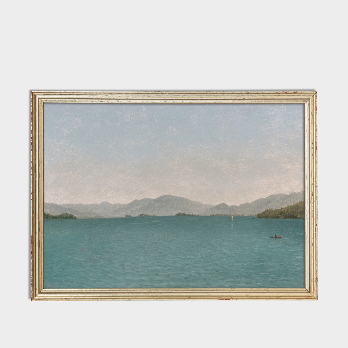 Tranquil Blue Lake With Distant Mountains Vintage Luminist Poster - Image 3