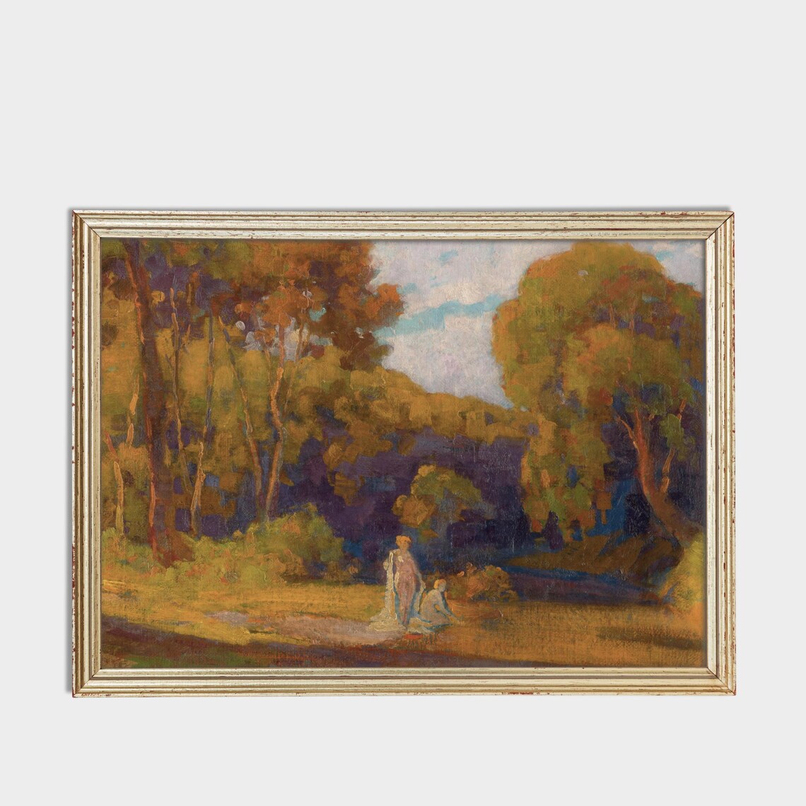 Two Figures Resting in a Golden Autumn Woodland Clearing Poster - Image 3