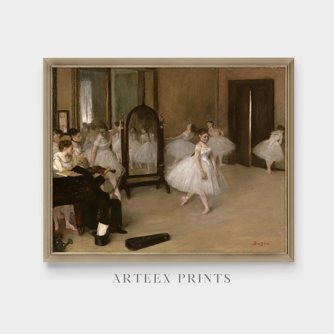 Degas The Dancing Class Ballerinas Rehearsing in a Studio Oil Print - Image 4