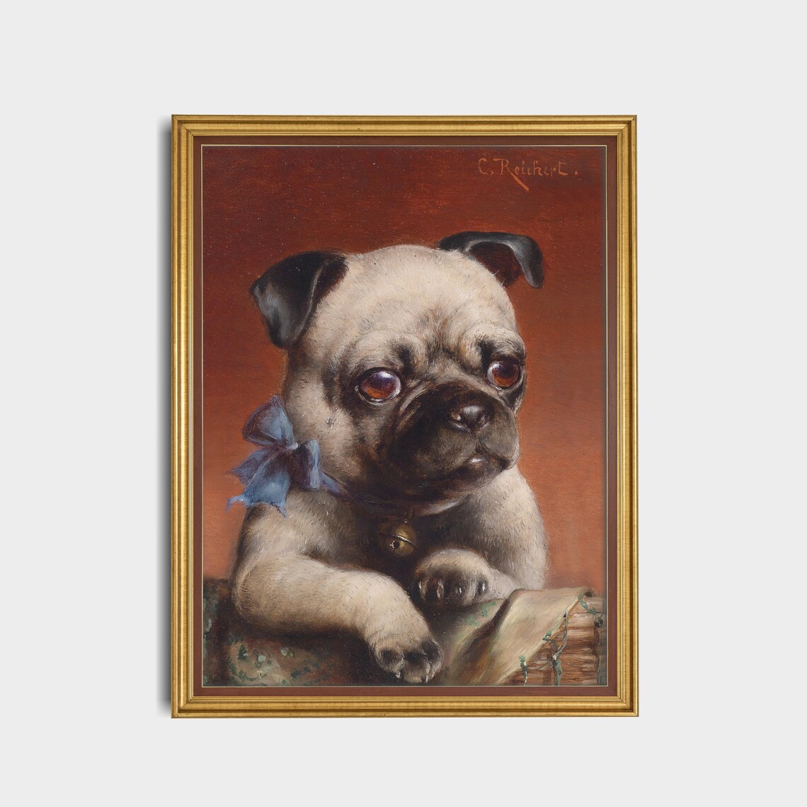 Vintage Dog Painting Antique Animal Print Moody Rustic Oil Painting Wall Art Pet Portrait Fine Art - Image 5