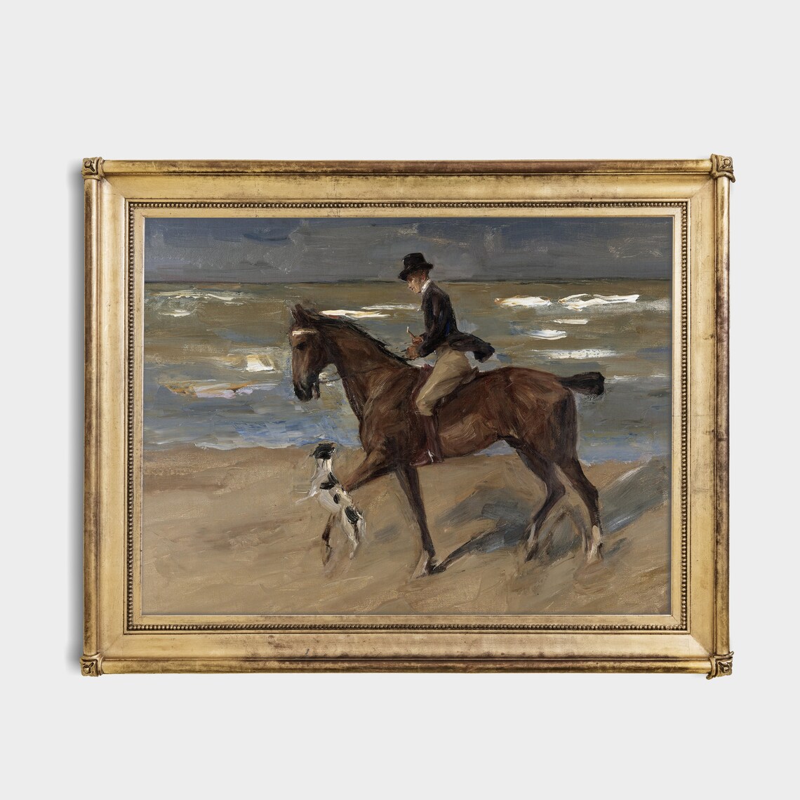 Horse Rider Galloping on the Beach with Dog Vintage Equestrian Poster - Image 4
