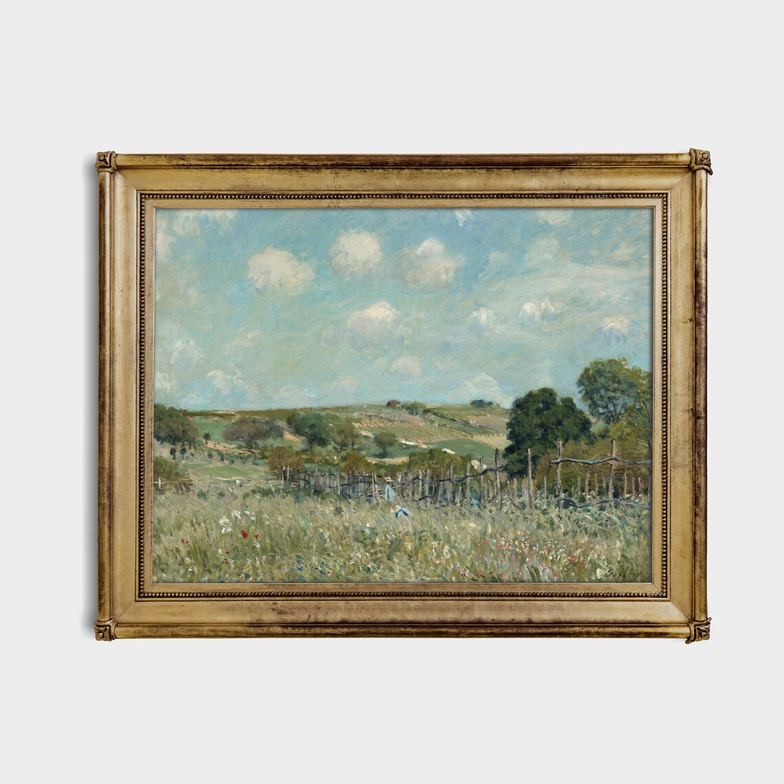 Spring Meadow Wildflowers Hillside Vineyard Vintage Landscape Poster - Image 3