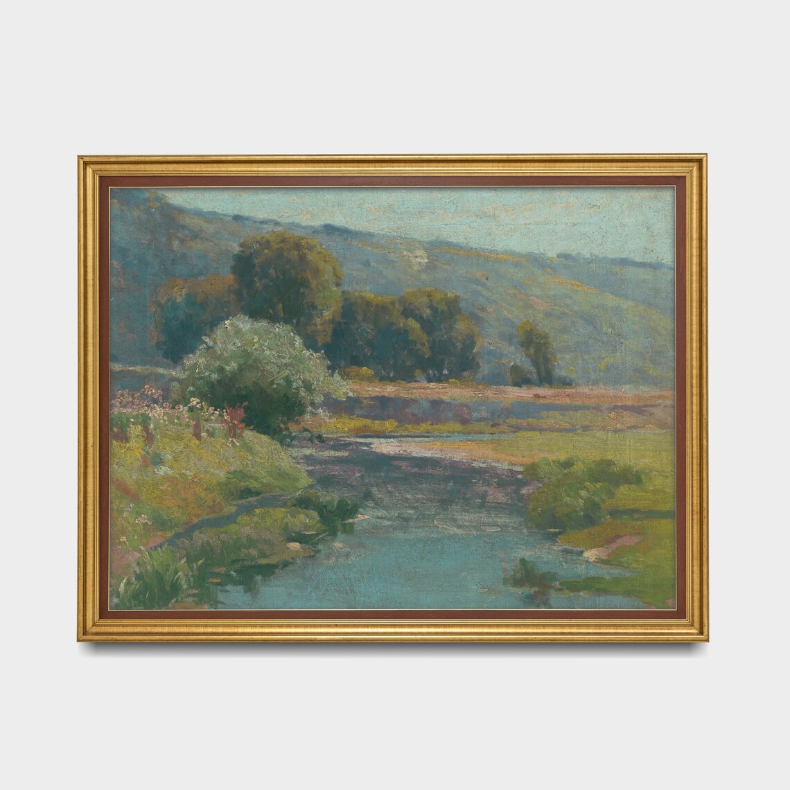 Vintage Country Landscape Painting, Rustic Farmhouse Art Print - Image 3