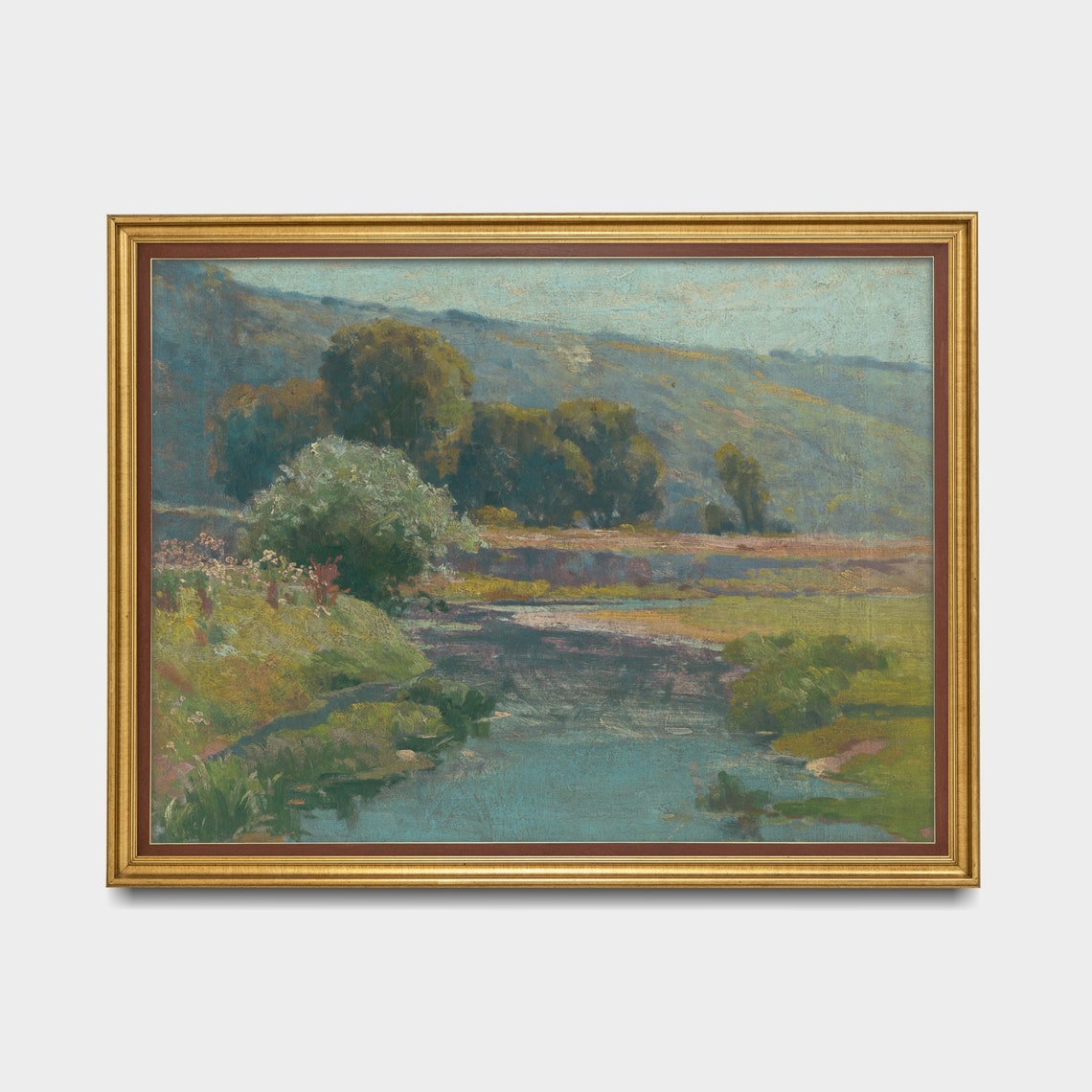 Vintage Landscape Painting Antique Country Landscape Wall Art Farmhouse Decor Rustic Fine Art Print Oil Painting Print - Image 5