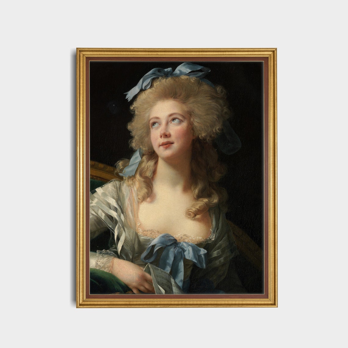 Rococo Lady With Blue Ribbons Holding Sheet Music Portrait Poster - Image 5