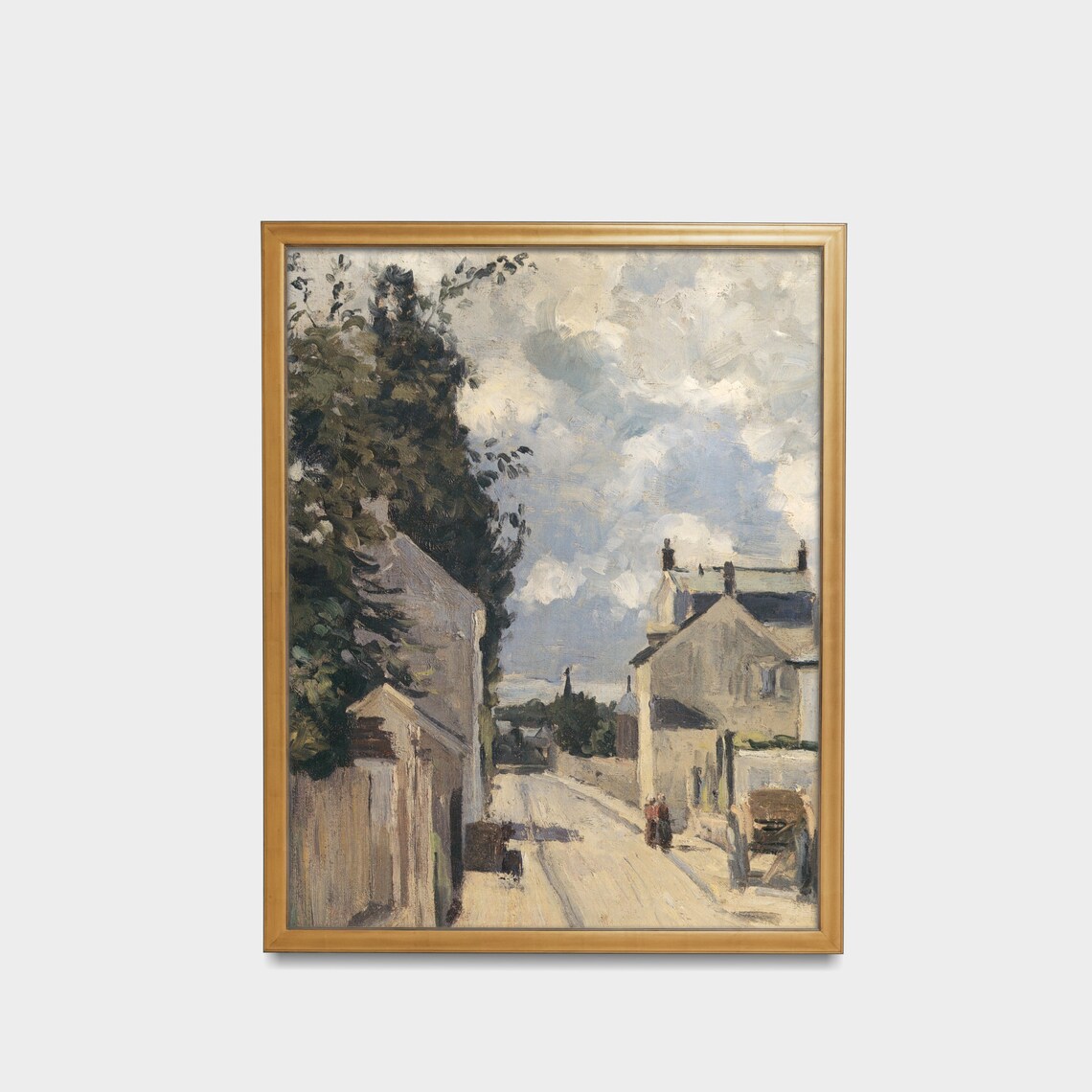 Sunlit Village Street With Houses Impressionist French Scene Poster - Image 3