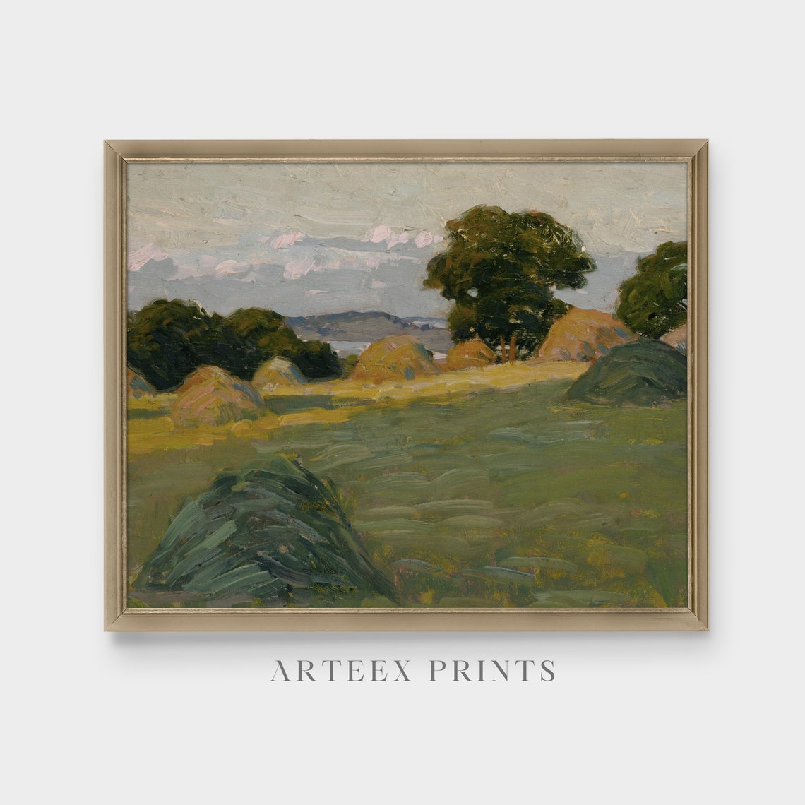 Vintage Landscape Painting Antique Country Landscape Oil Painting Fine Print Wall Art Farmhouse Decor - Image 4