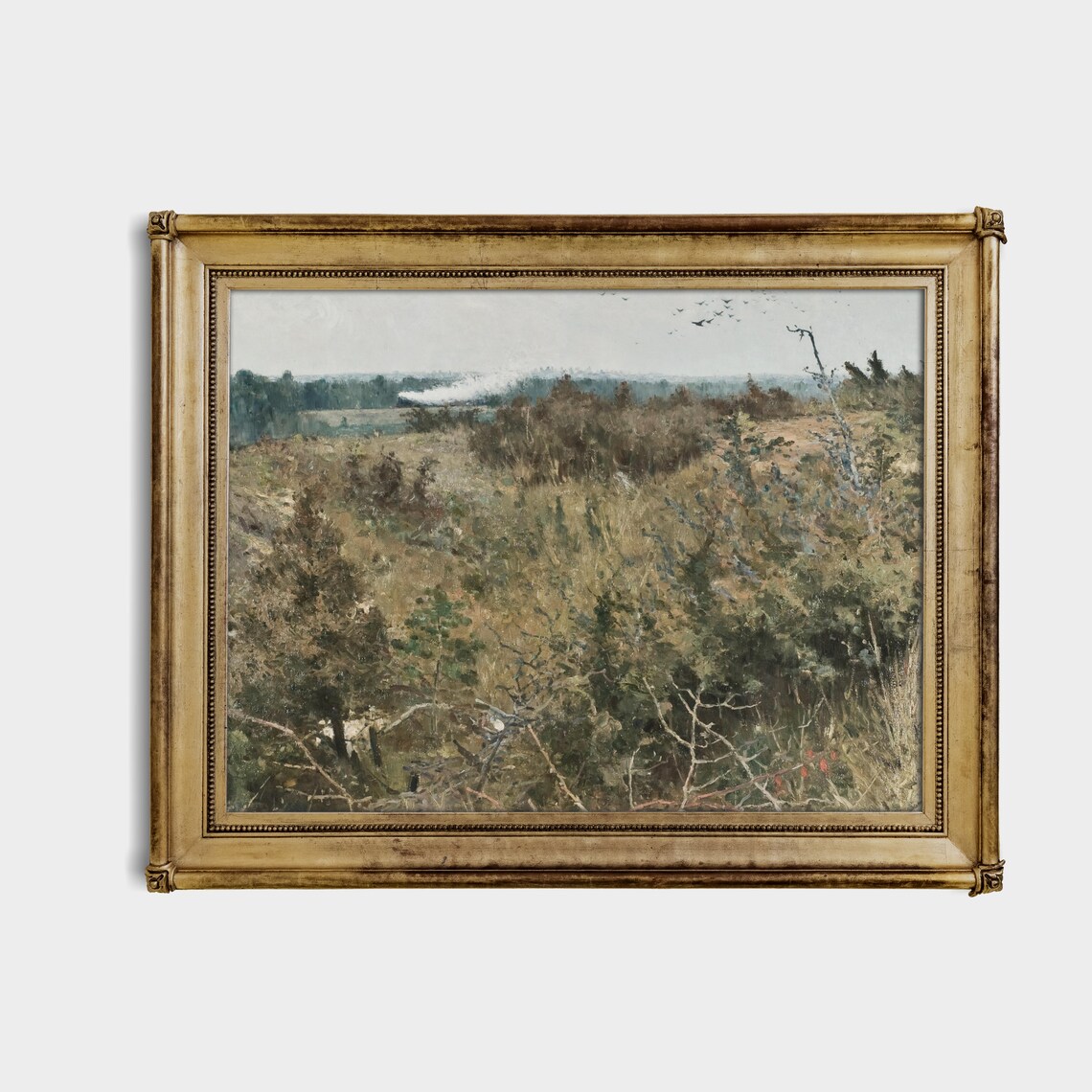 Steam Train Crossing a Heather Moor Vintage Landscape Poster - Image 3