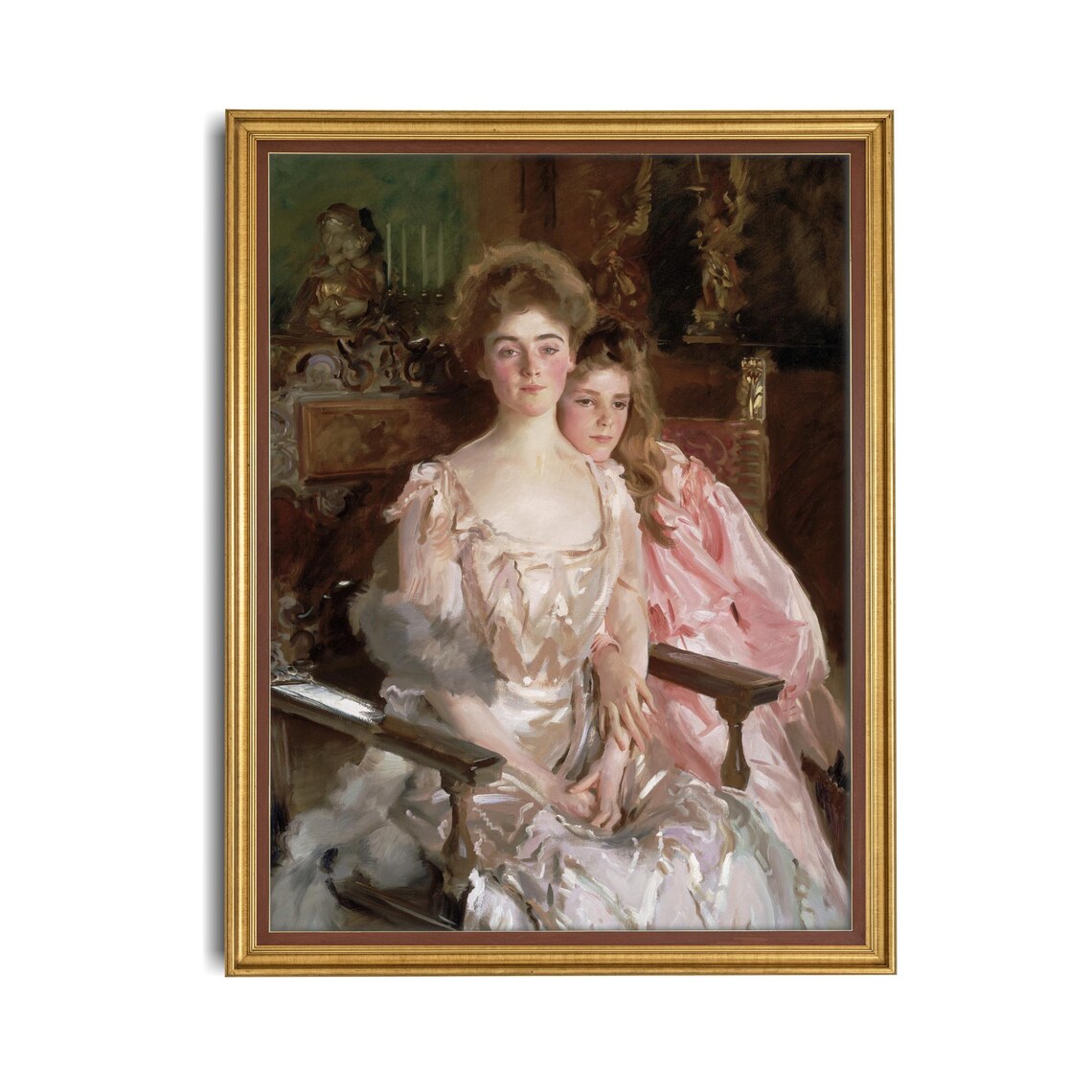 Printed And Shipped Vintage Portrait Painting Antique Woman Portrait Mother And Her Daughter Victorian Fine Print Physical Prints - Image 4