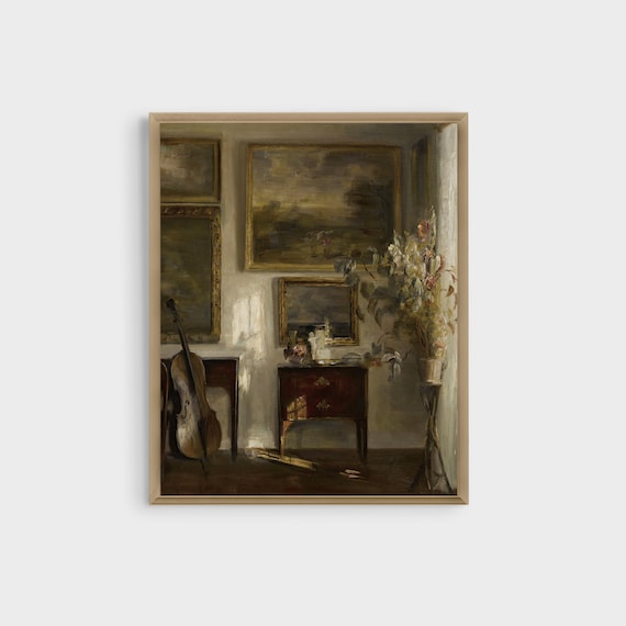 Vintage Danish Still Life Art Print, Rustic Farmhouse