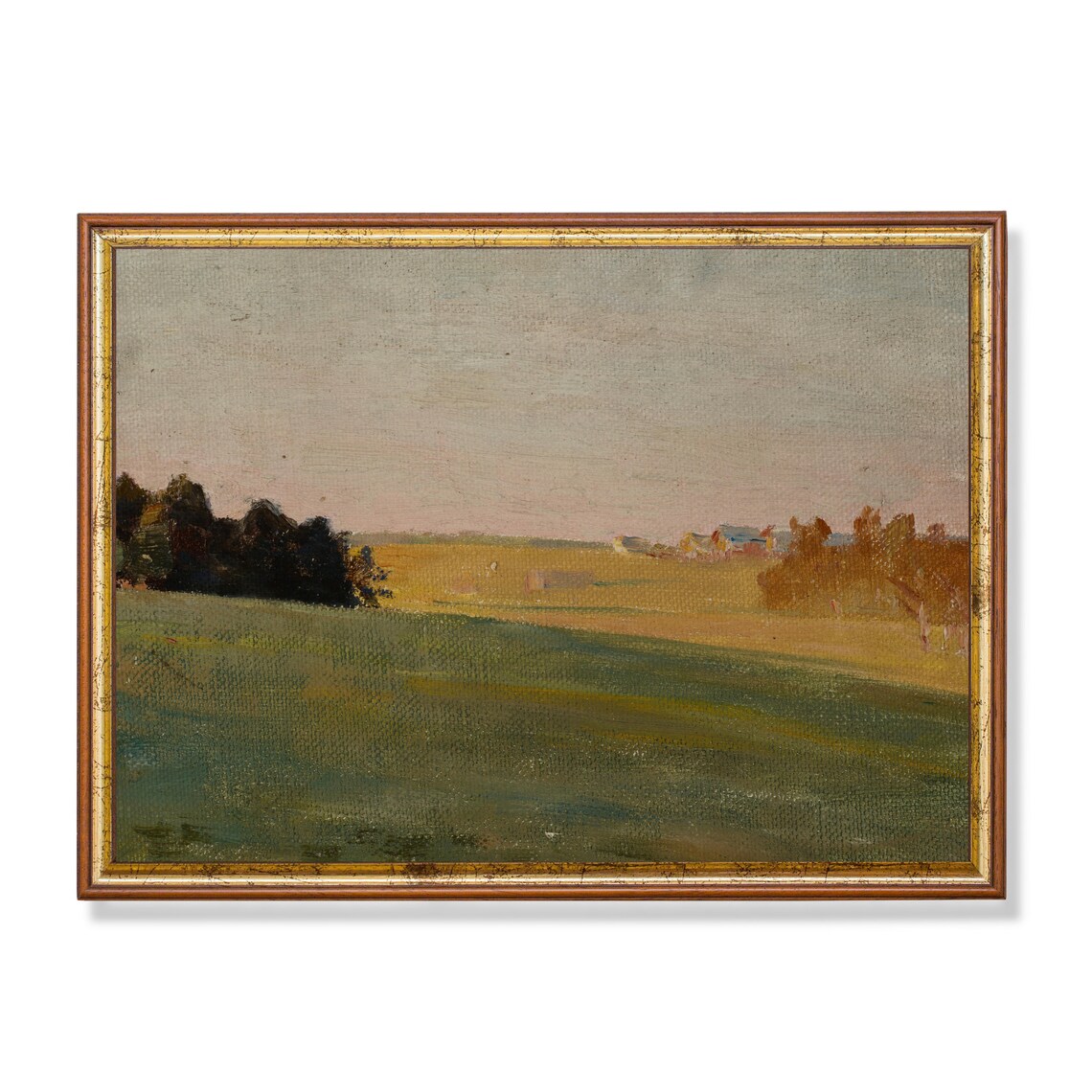 Harvest Field and Farmhouse Impressionist Landscape Art Poster