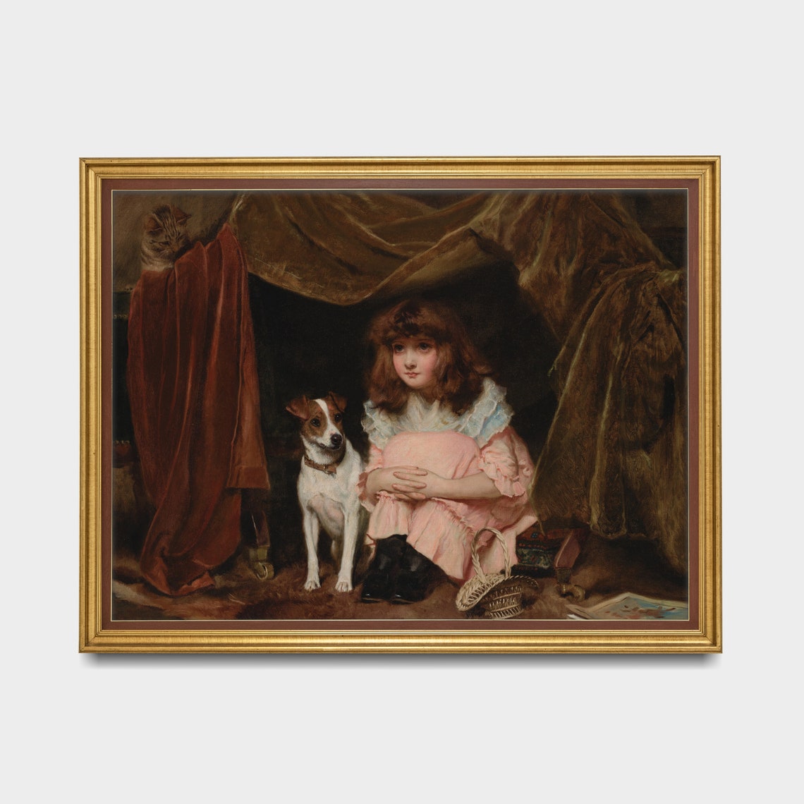 Mailed Print Vintage Dog And Young Girl Painting Antique Print Young Girl With Dog Printed And Shipped The Little Violinist - Image 4