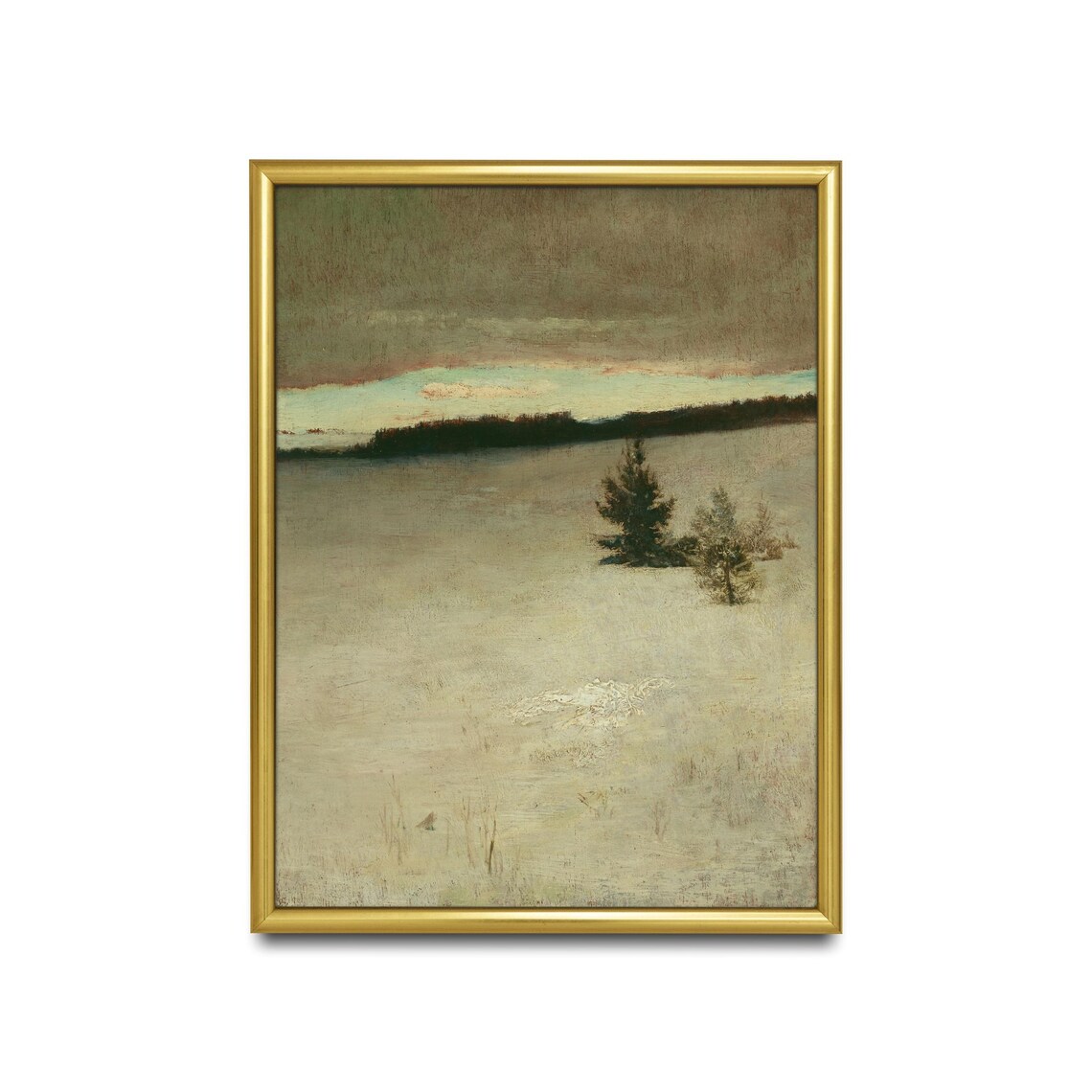Quiet Snowy Morning Field Pines Minimalist Winter Art Poster - Image 2