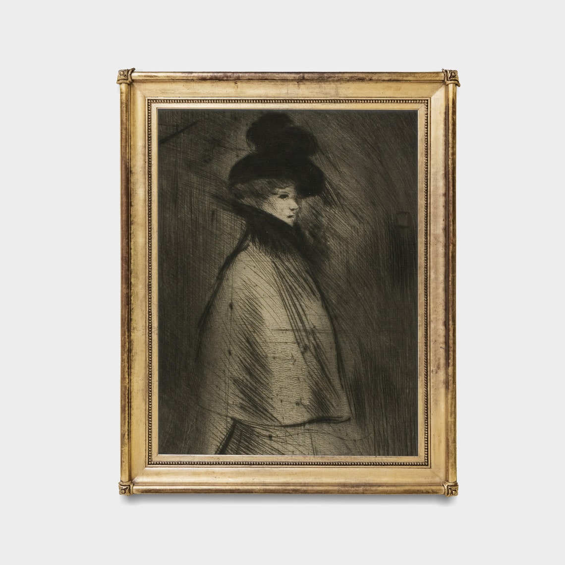 Vintage Woman Sketch Antique Portrait Drawing Moody Rustic Print Wall Art Female Sketch Drawing - Image 3