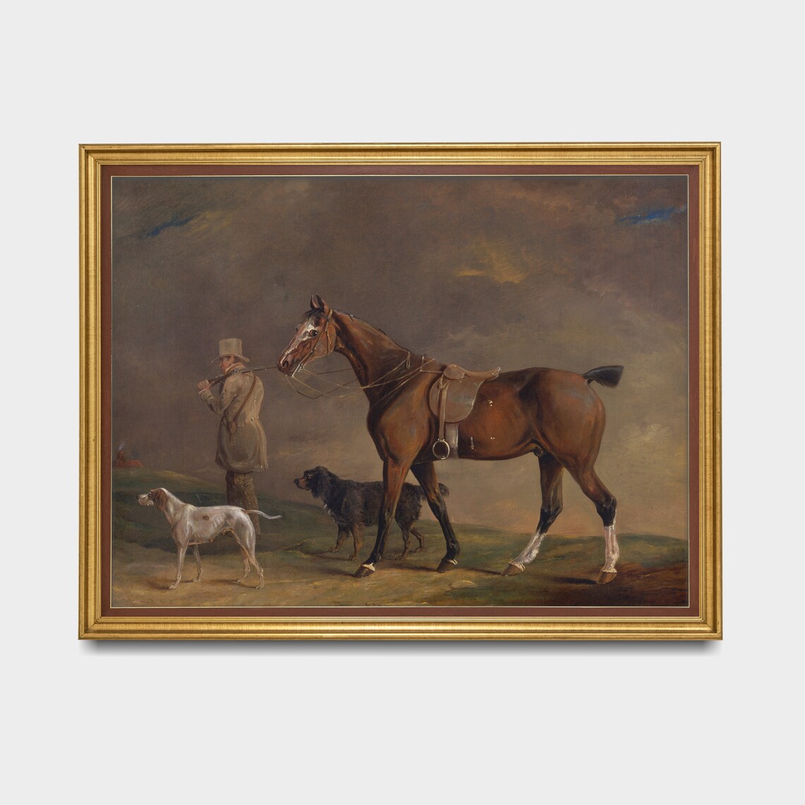Huntsman With Horse And Two Dogs On The Moor Vintage Sporting Poster - Image 3