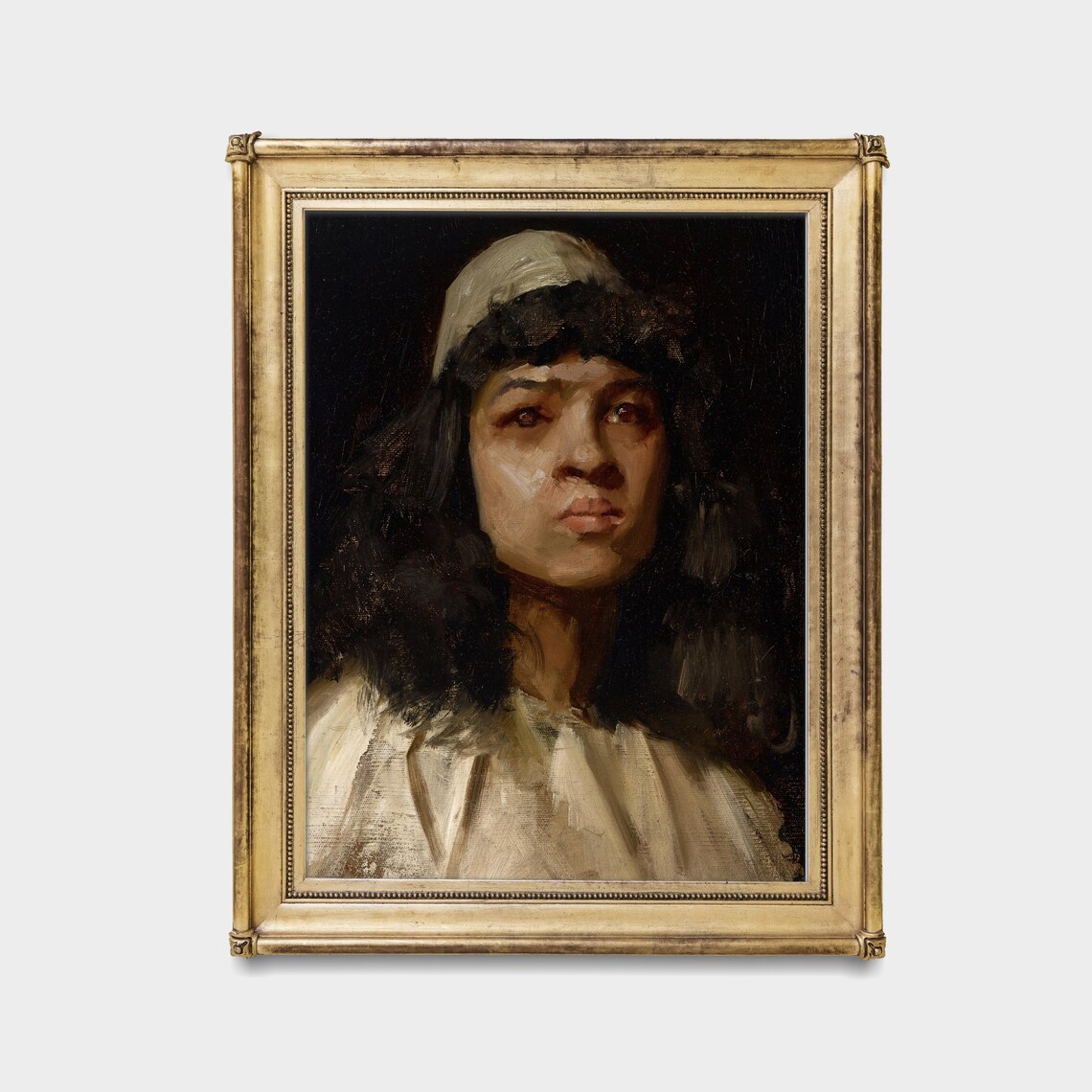 Woman In White Cap And Shawl With Dark Hair Antique Portrait Poster - Image 4