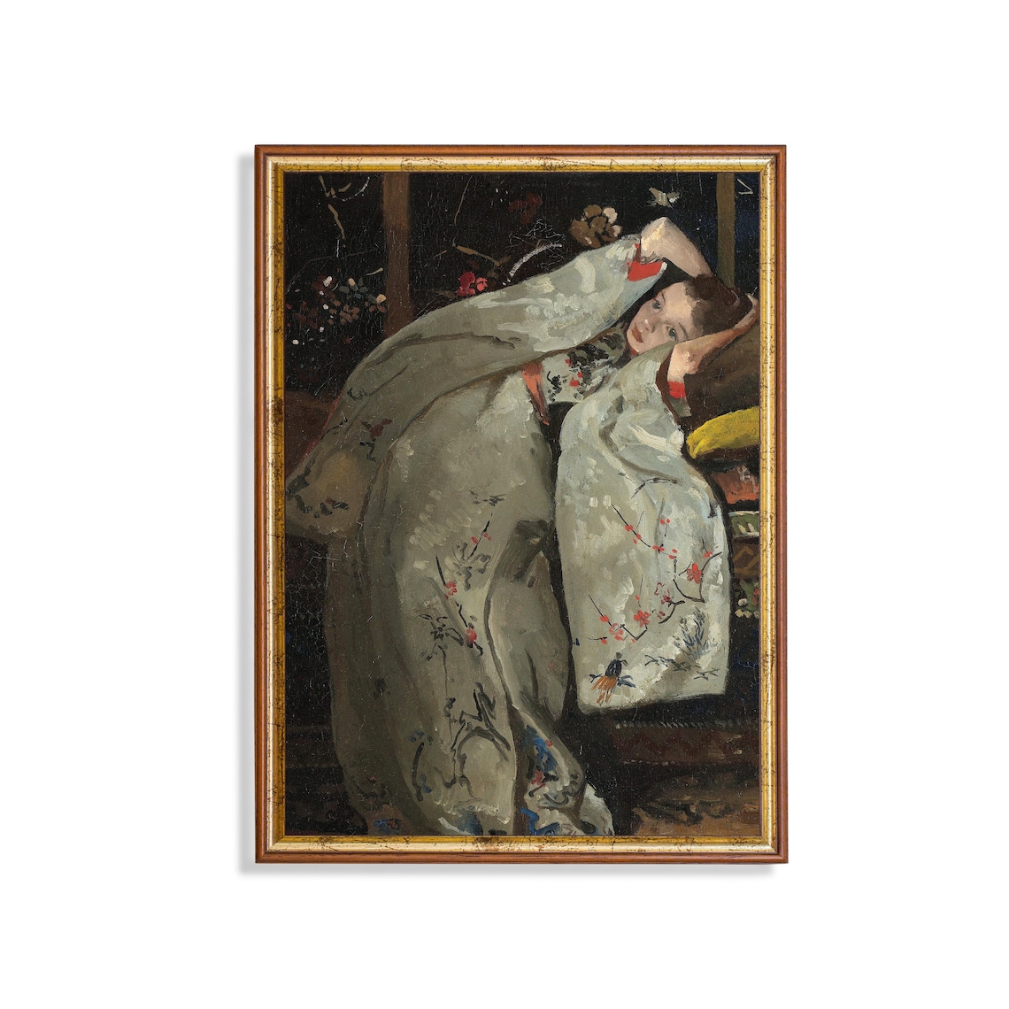 Vintage Girl in White Kimono Japonisme Classic Portrait Poster