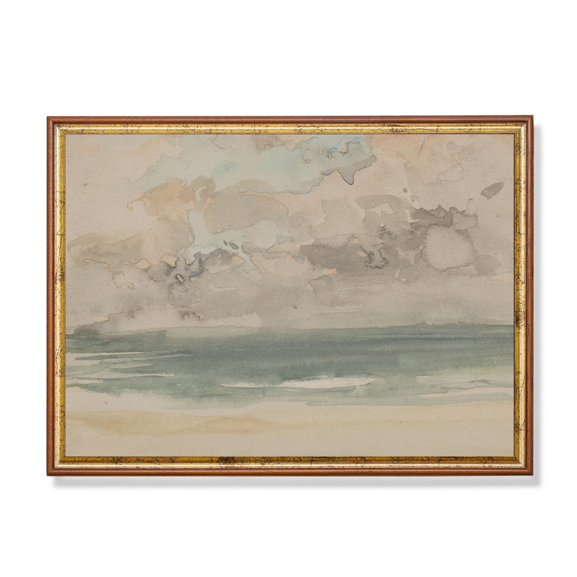 Soft Pastel Watercolor Beach Seascape Study Minimal Art Poster