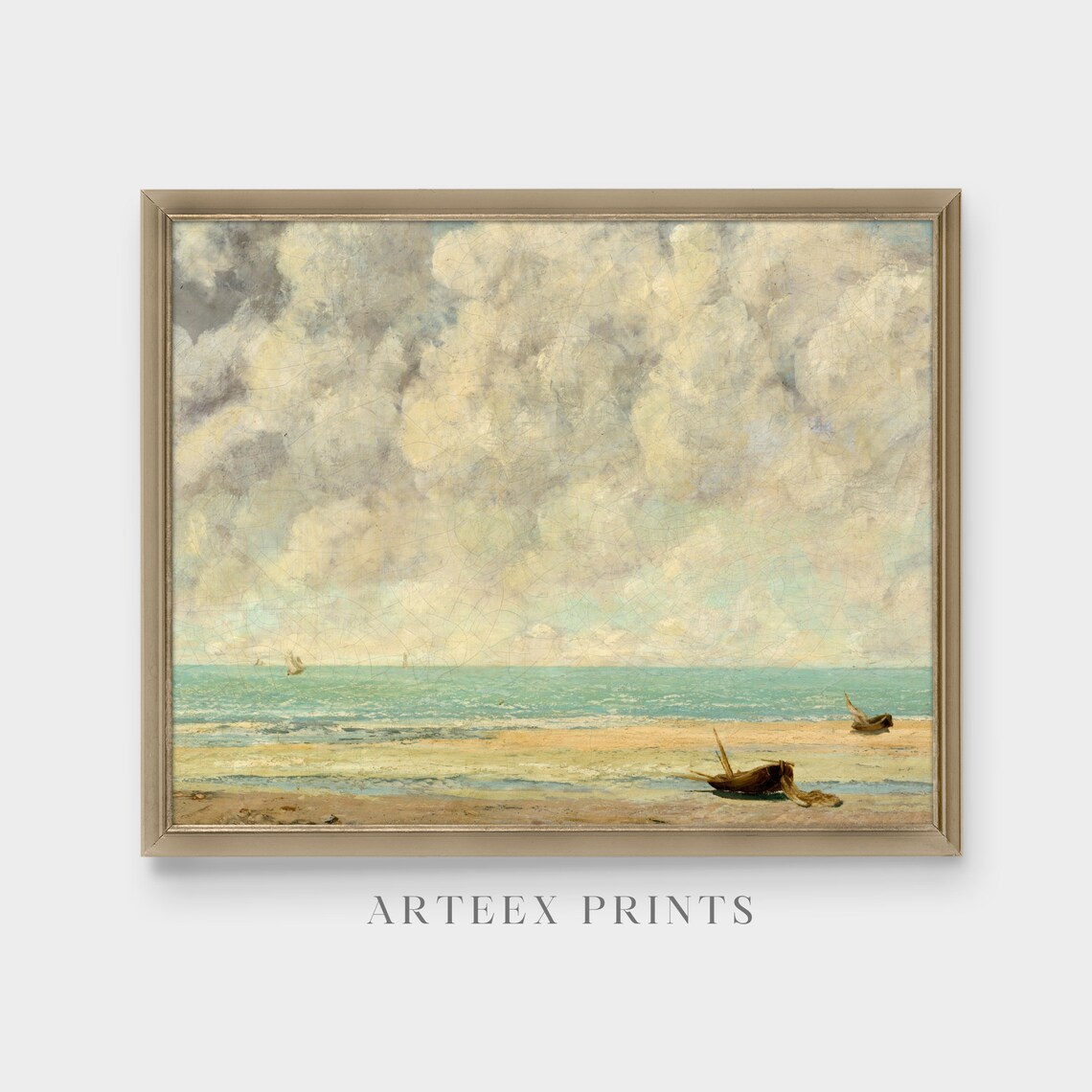 Dramatic Cloudy Seascape with Fishing Boats and Sailboats Poster - Image 4
