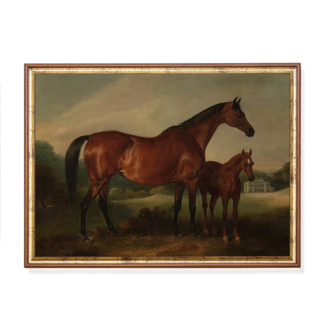 Vintage Horse Painting, Antique Equestrian Wall Art Print