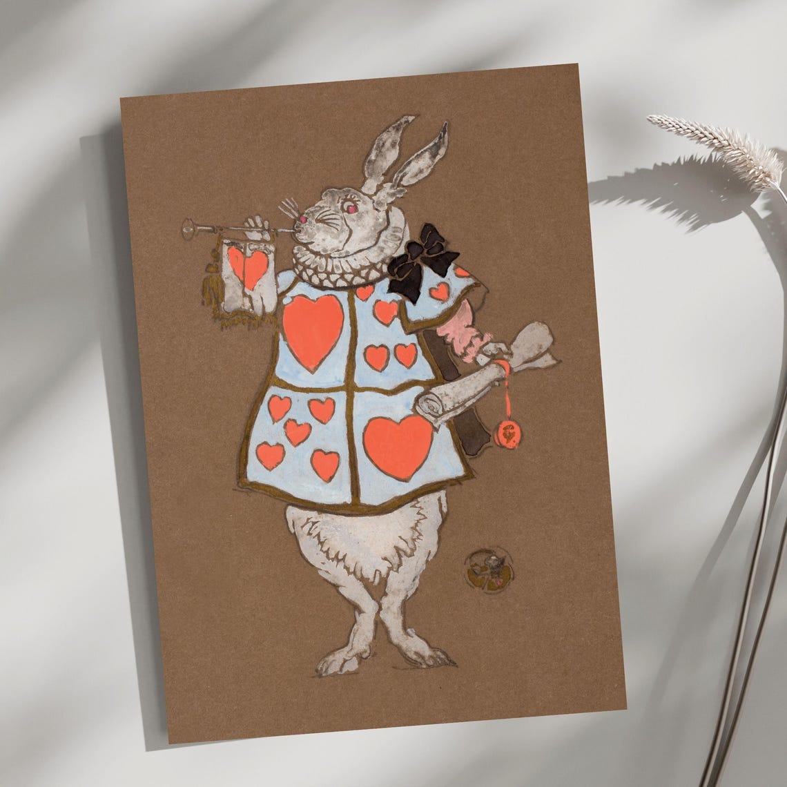 Vintage White Rabbit Alice In Wonderland Storybook Illustration Poster - Image 2