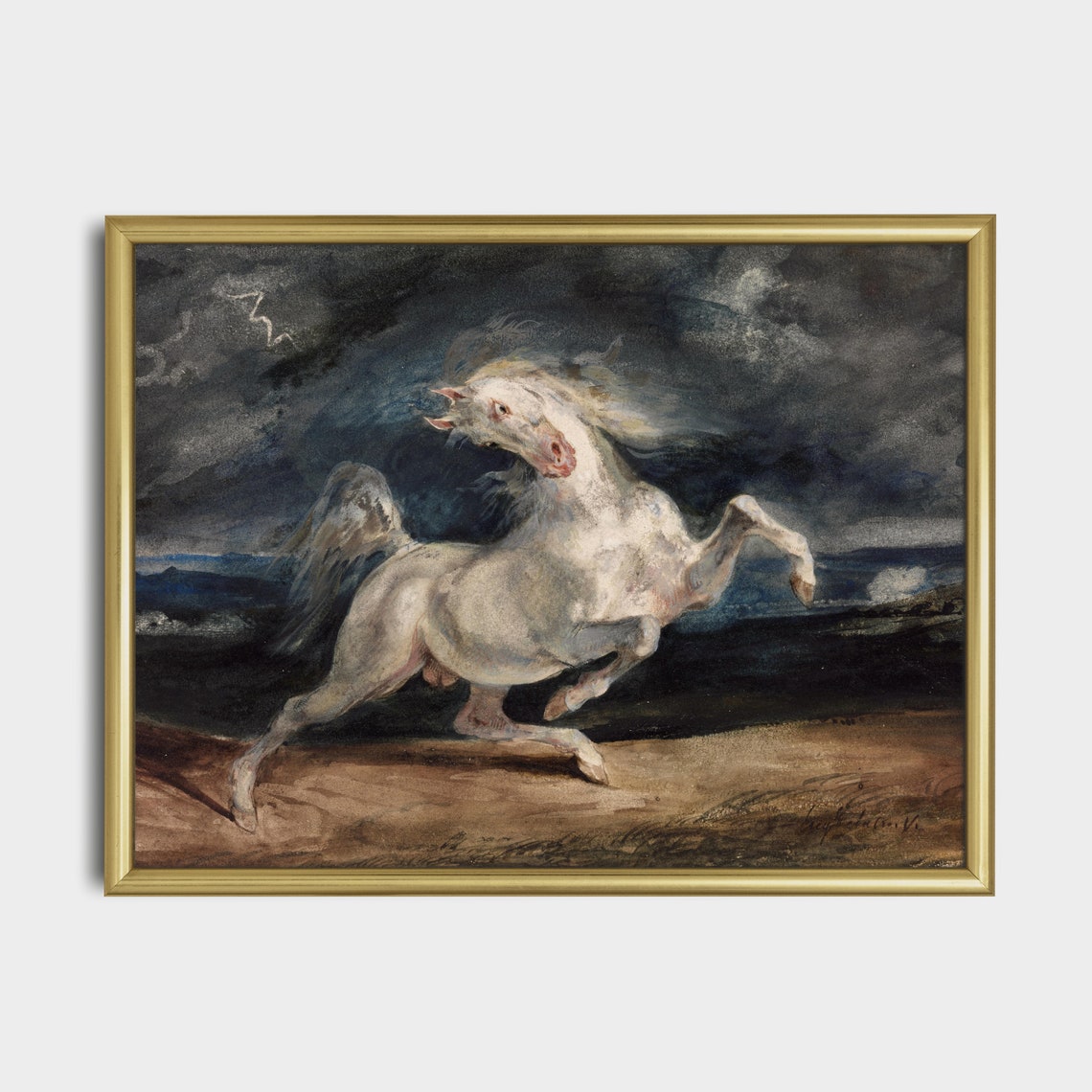 White Horse Rearing in a Dark Storm Dramatic Equestrian Poster - Image 3