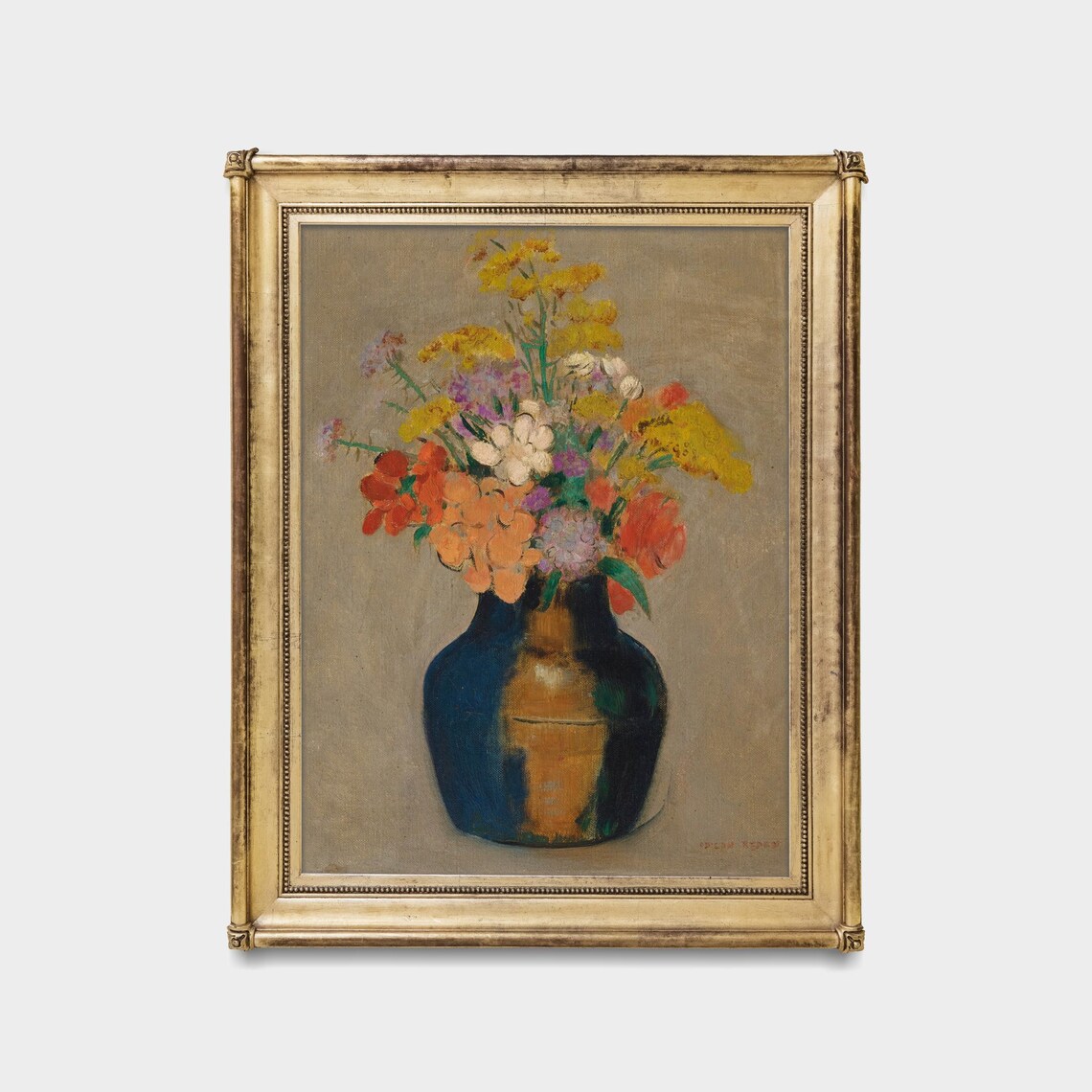 Orange And Yellow Bouquet In A Dark Vase Vintage Floral Poster - Image 5