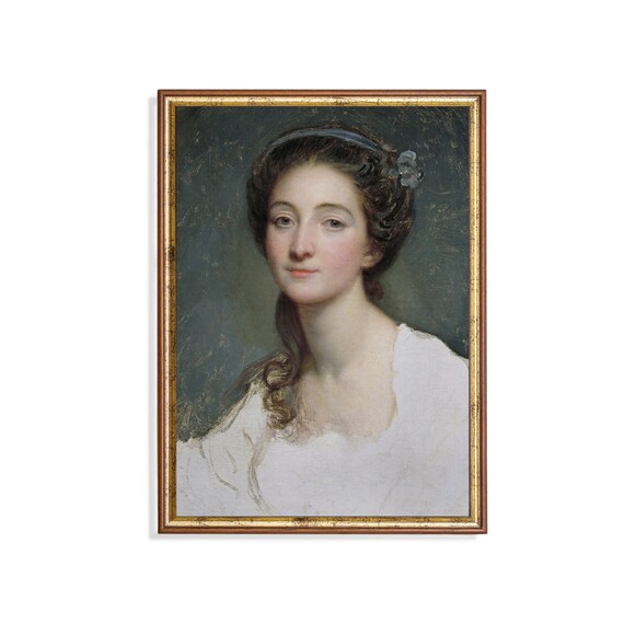 Gentle Young Woman With Headband In White Dress Fine Art Portrait Poster
