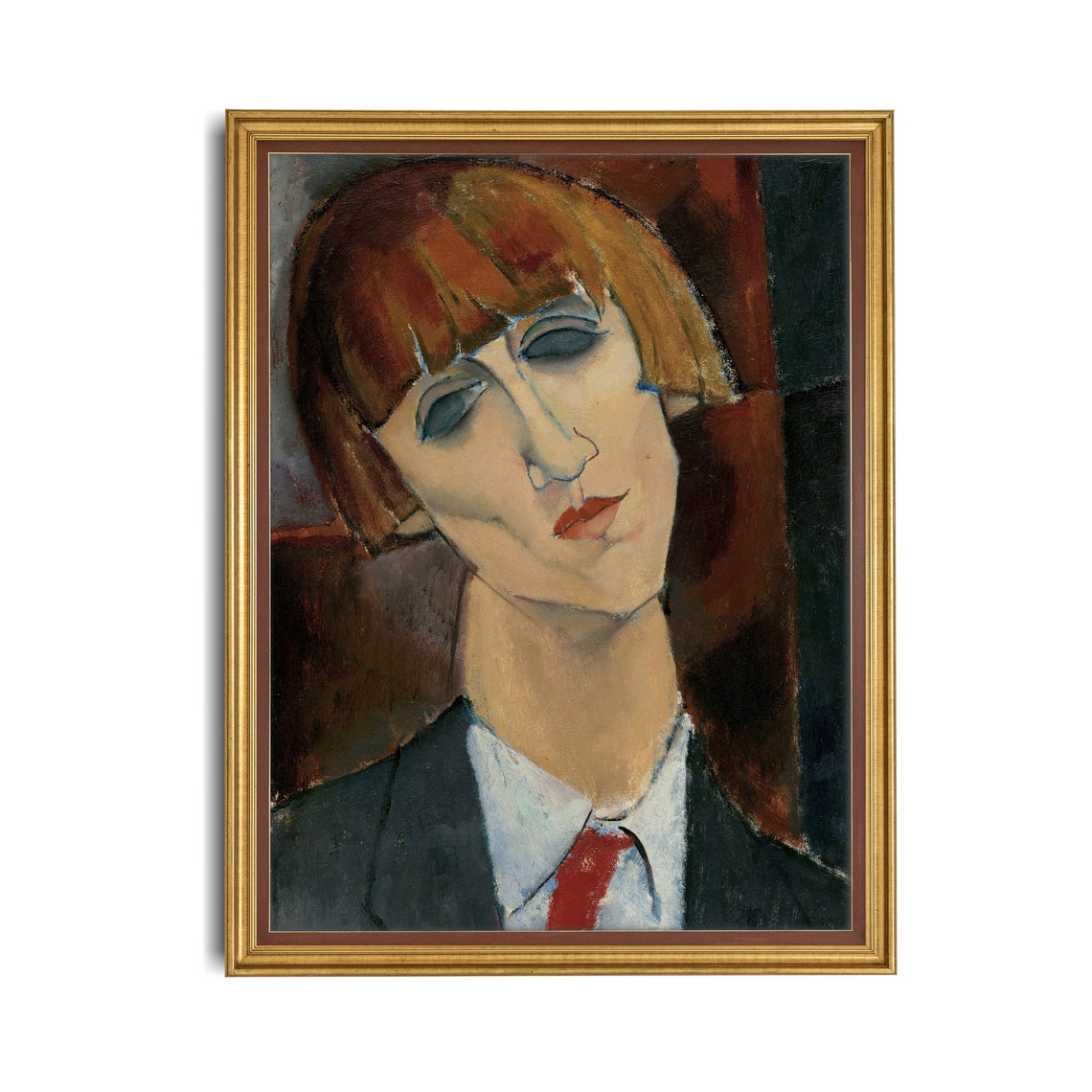Young Woman with a Red Bob Tilting Her Head Modigliani Poster - Image 4