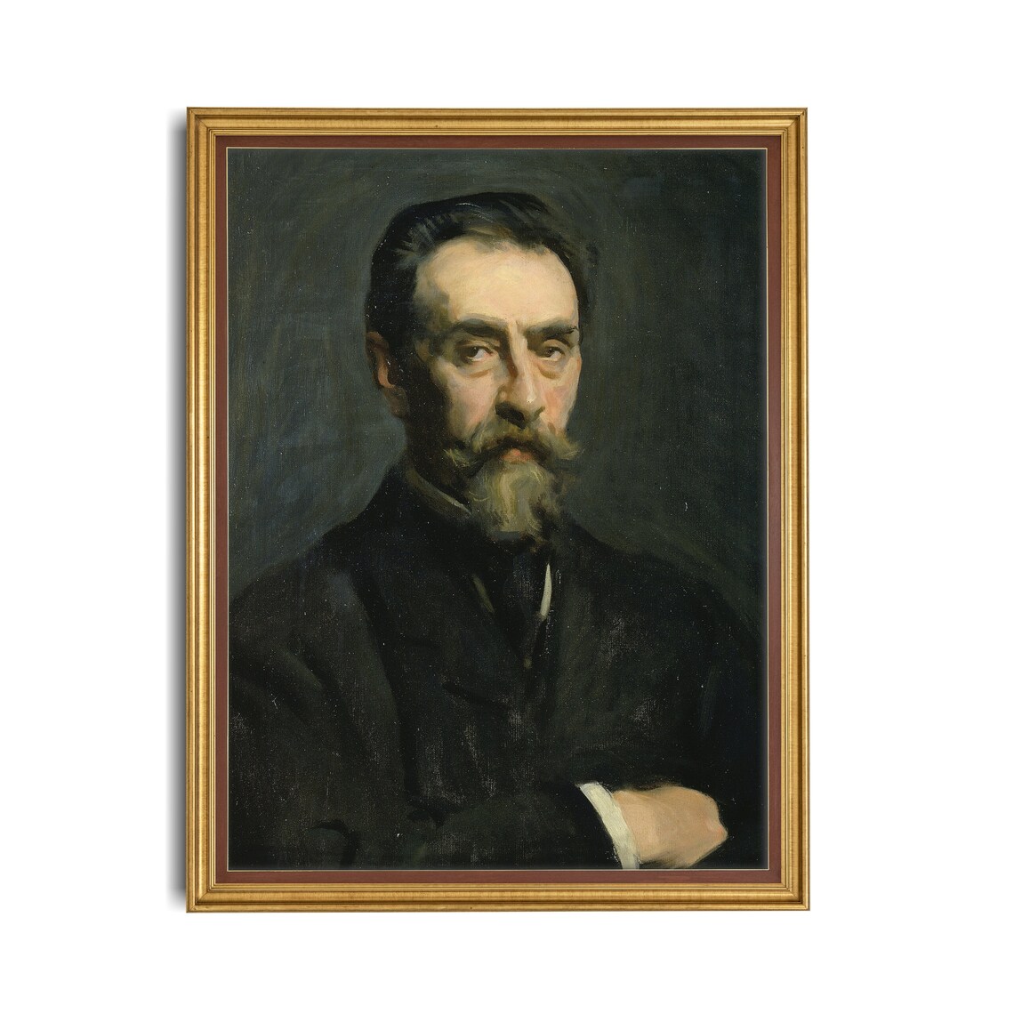 Bearded Gentleman In Dark Suit Vintage Oil Portrait Art Poster - Image 3