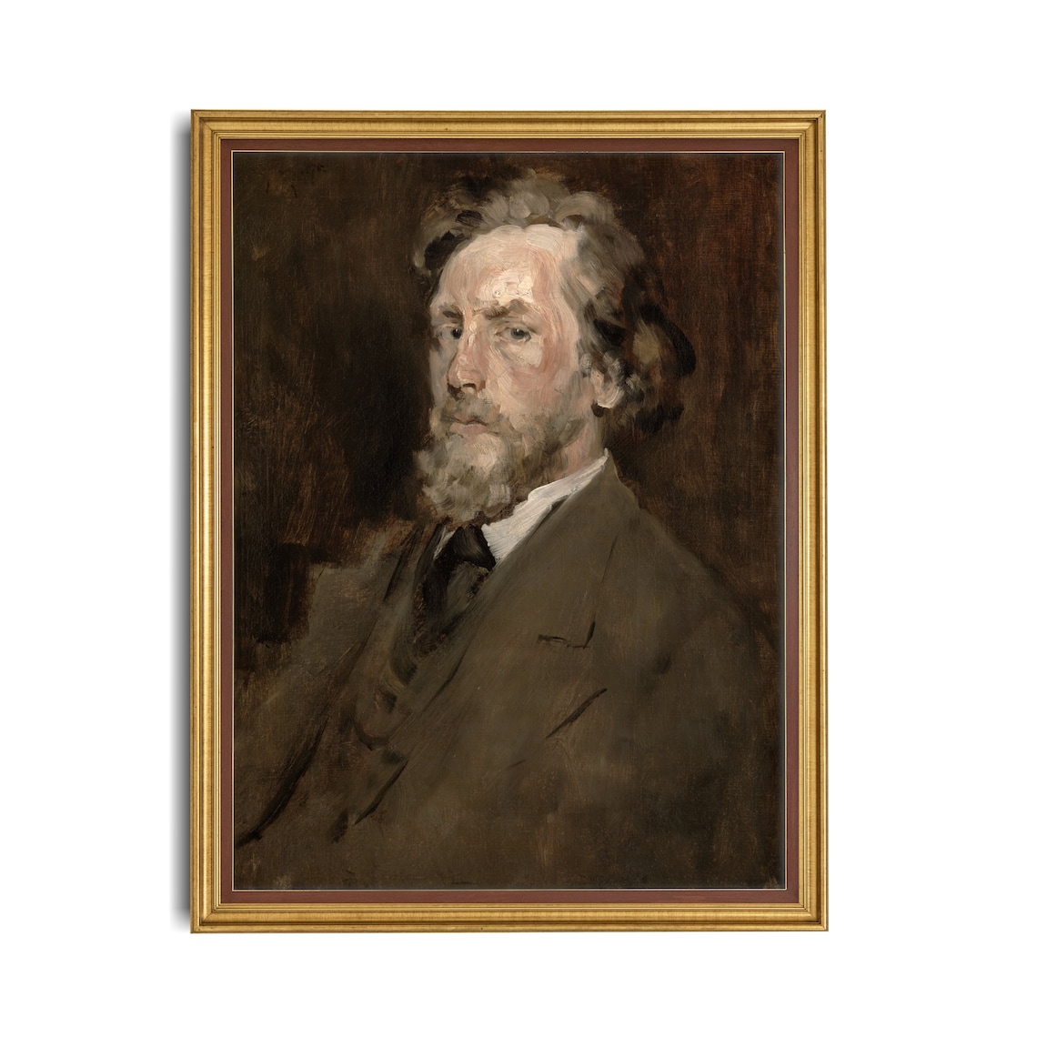 Bearded Gentleman Loose Dark Oil Sketch Vintage Portrait Study Poster - Image 5
