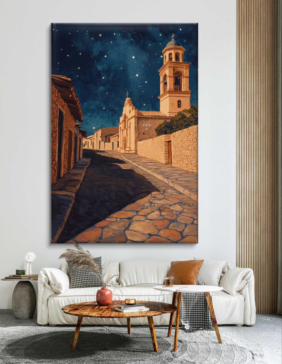 Real de Catorce Starry Night Cobblestone Mission Church Poster - Image 7