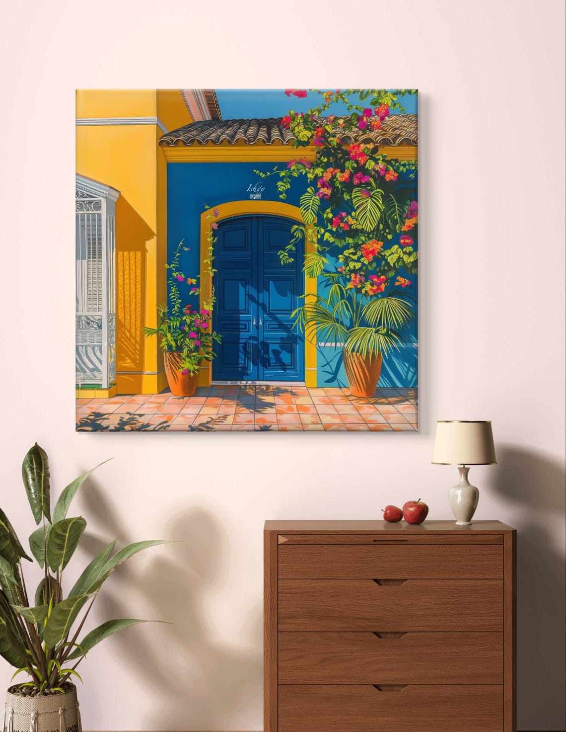 Brazil Colonial Blue Doorway with Bougainvillea Flowers Poster - Image 6