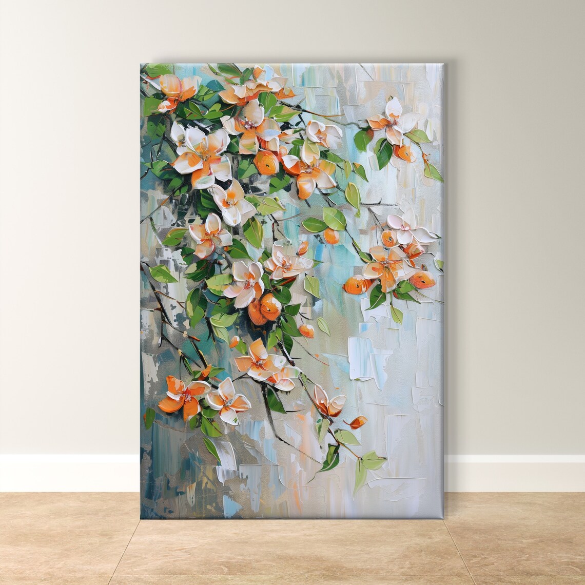 Orange Blossom Branches in Bold Impasto Floral Oil Painting Poster