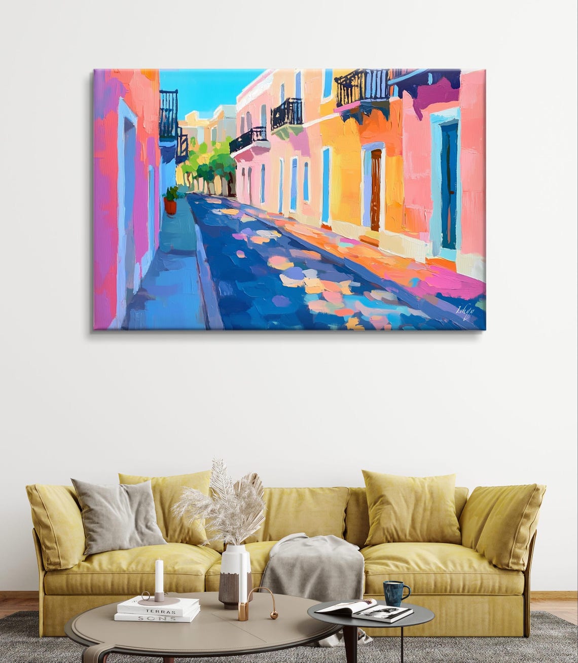 Old San Juan Colorful Colonial Street Cobblestone Lane Poster - Image 6