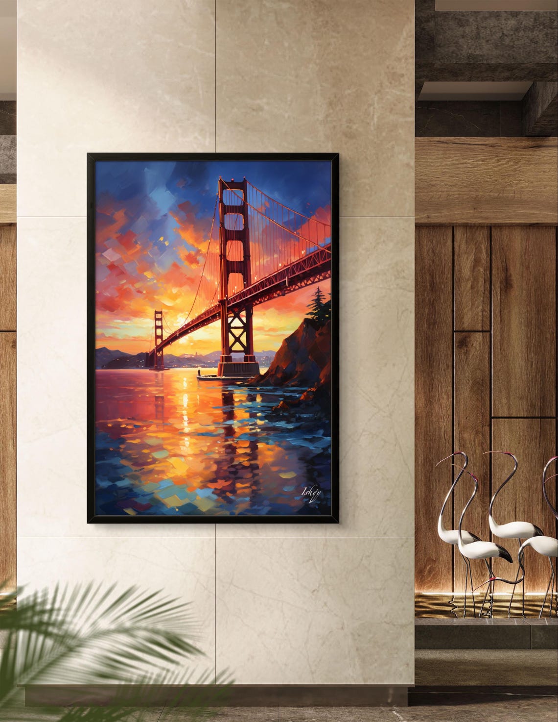Golden Gate Bridge at Sunset Over San Francisco Bay Art Poster - Image 3