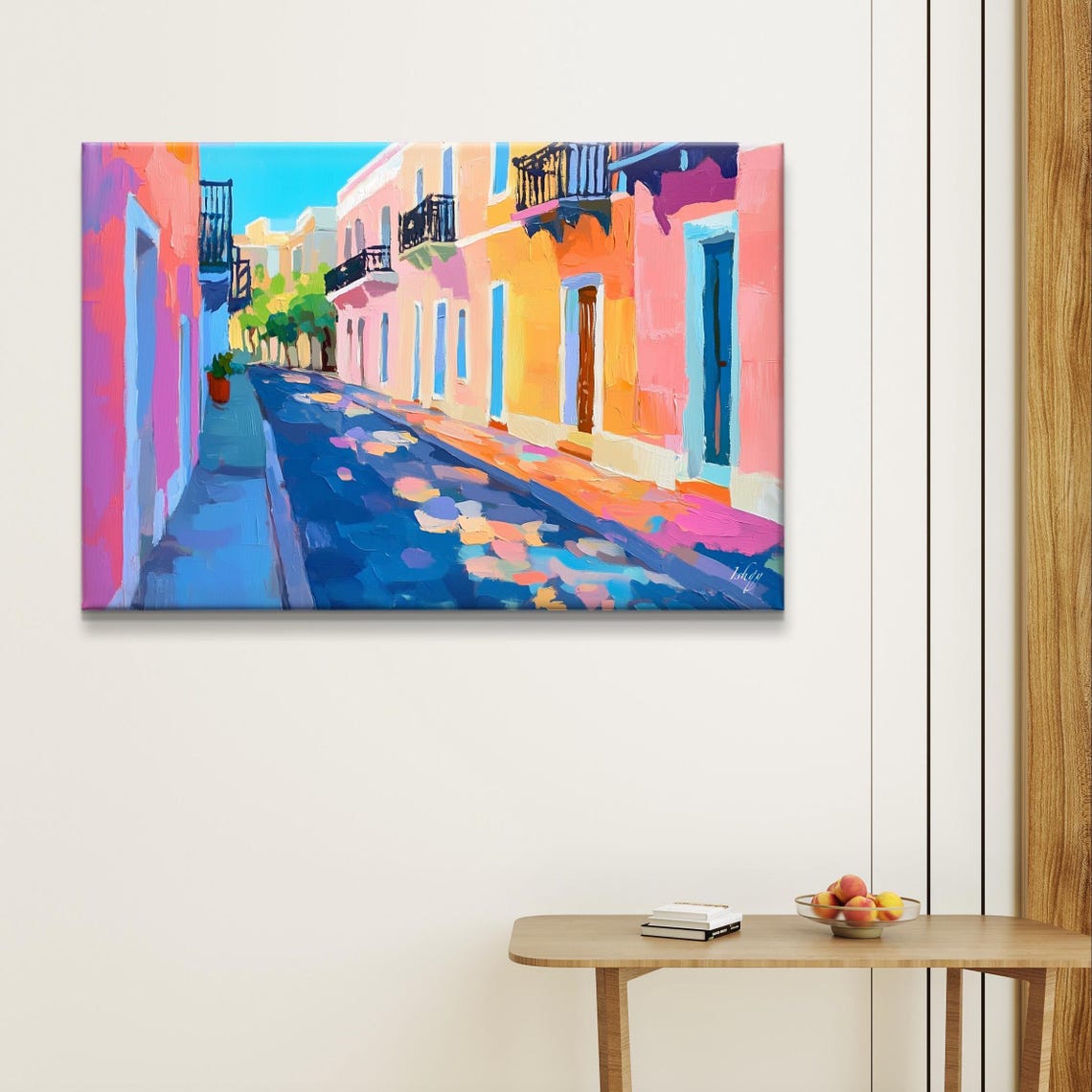 Old San Juan Colorful Colonial Street Cobblestone Lane Poster - Image 4