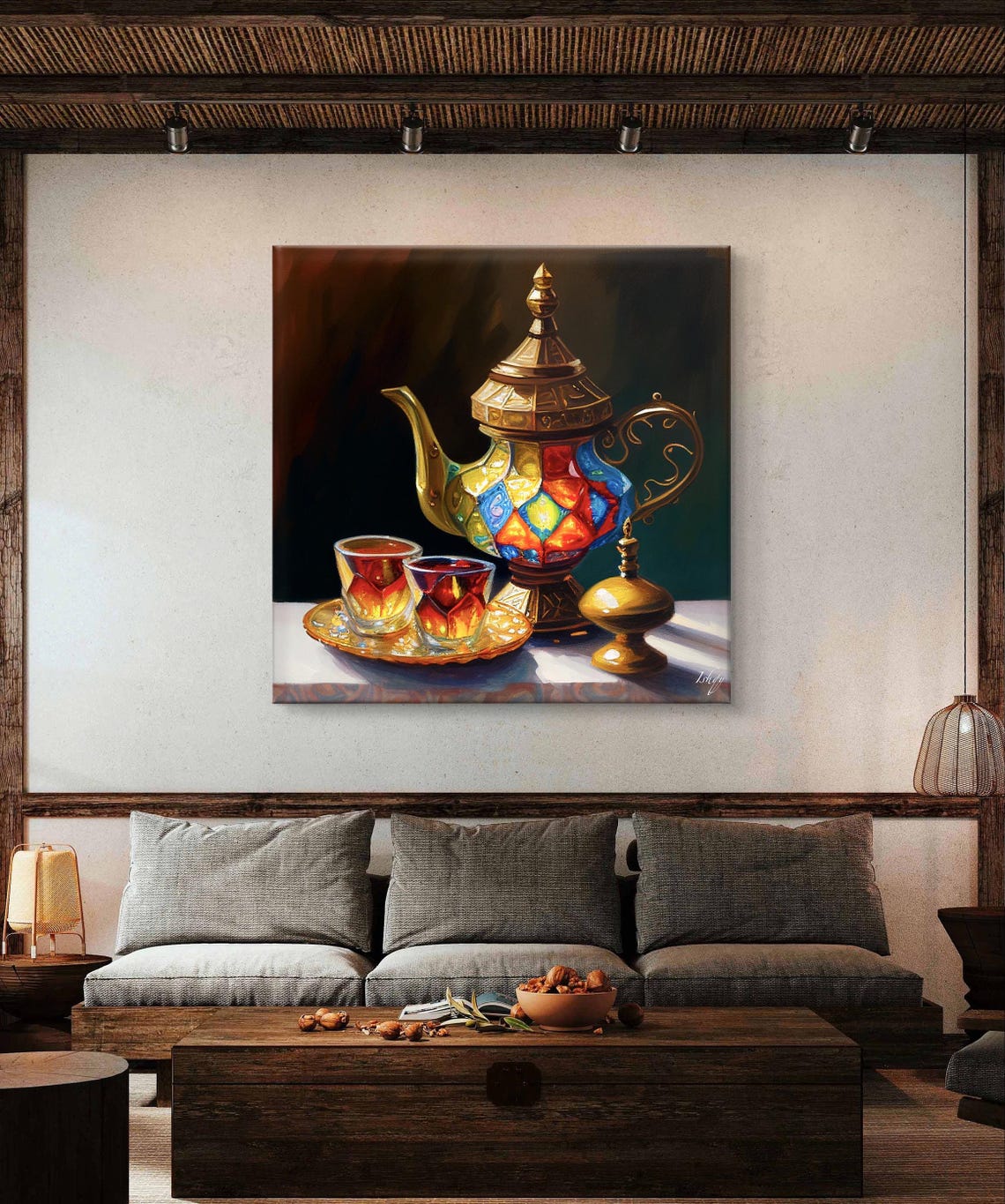 Colorful Moroccan Mosaic Teapot With Tea Glasses Kitchen Poster - Image 5