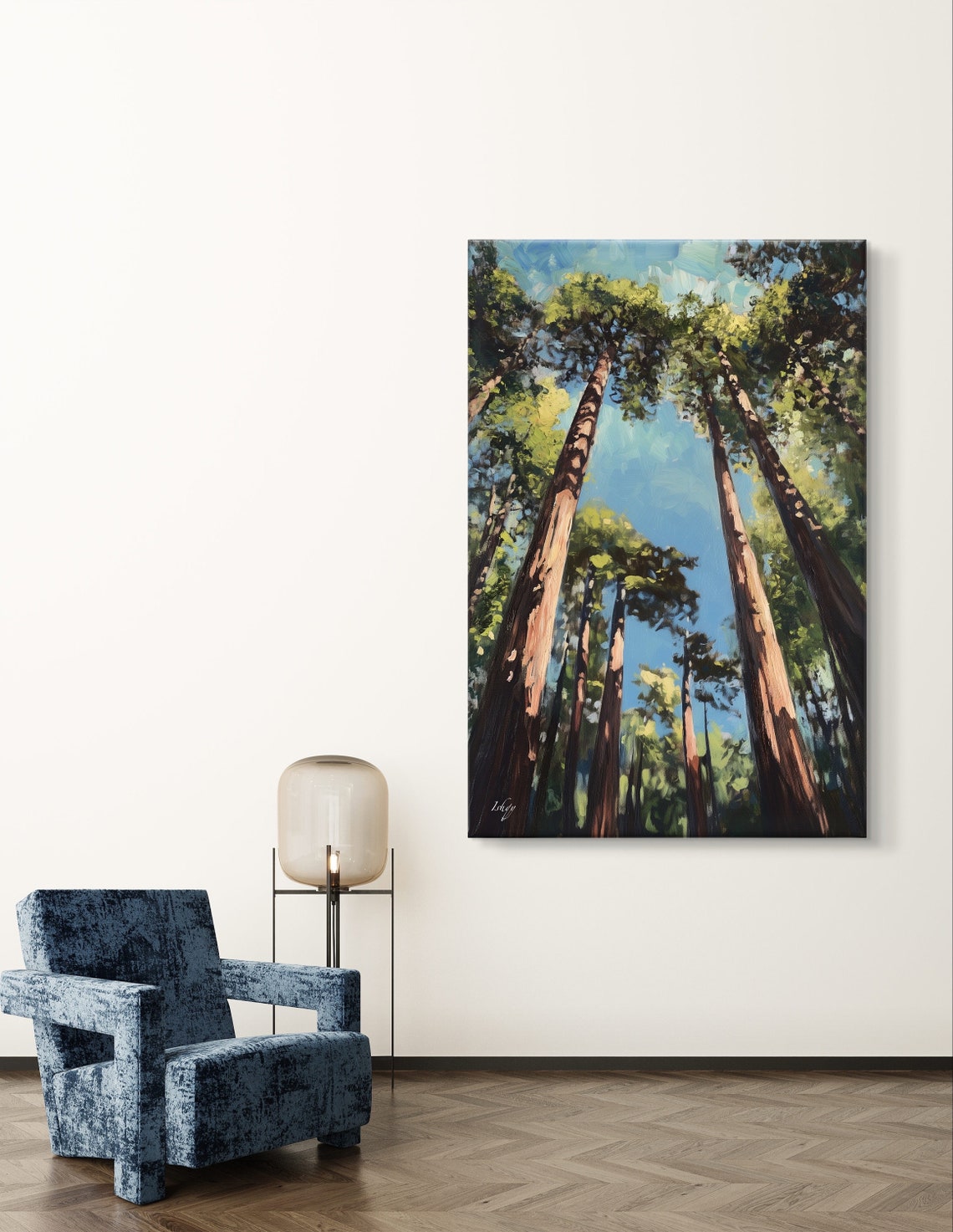 Redwood Forest Canopy Looking Up at Towering Trees Art Poster - Image 6