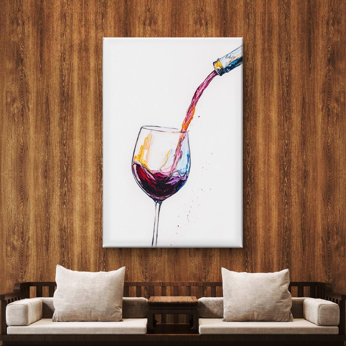 Red Wine Pouring Into Glass Expressive Minimalist Bar Poster - Image 7