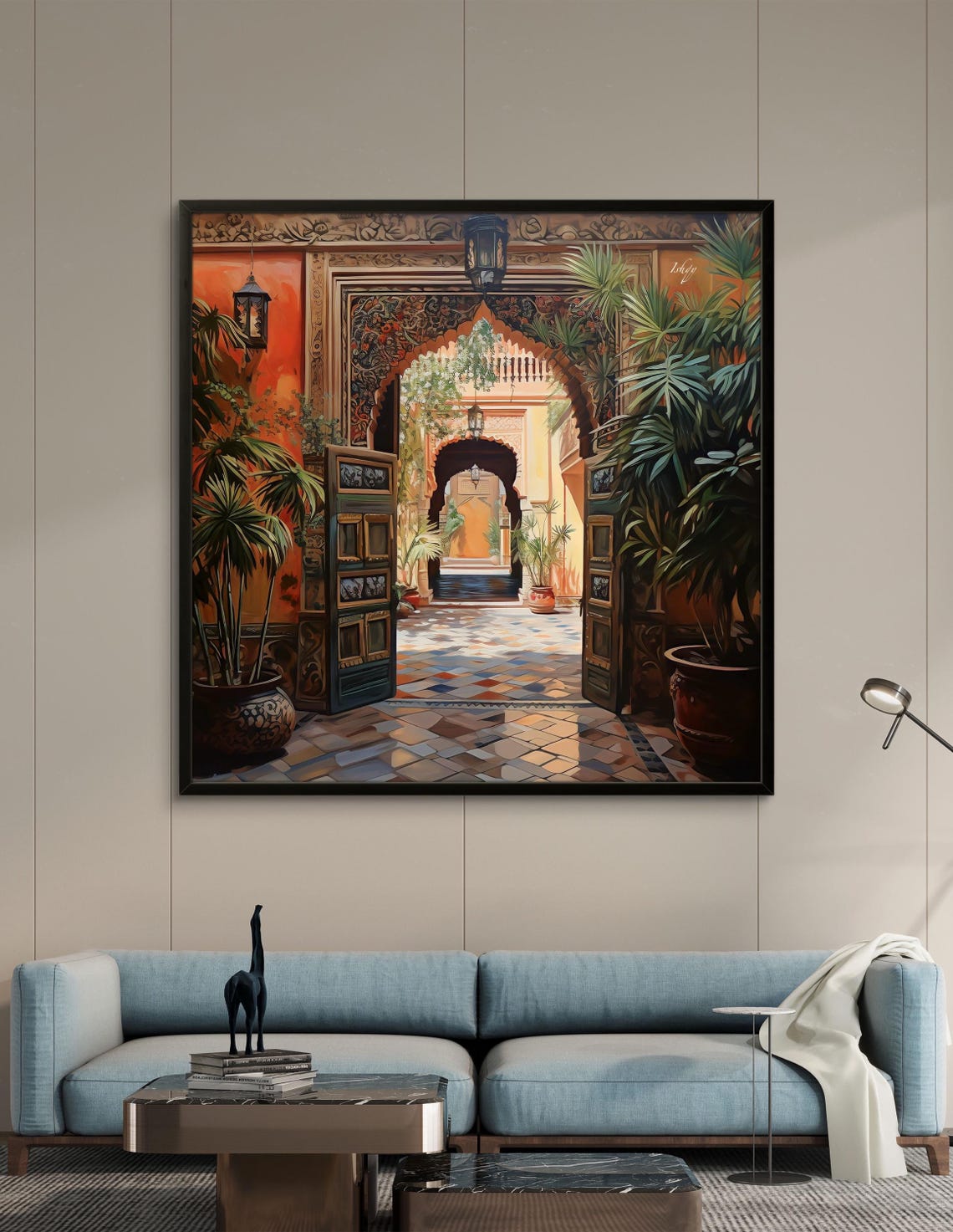 Grand Indian Haveli Courtyard Open Carved Doors Palace Art Poster - Image 2